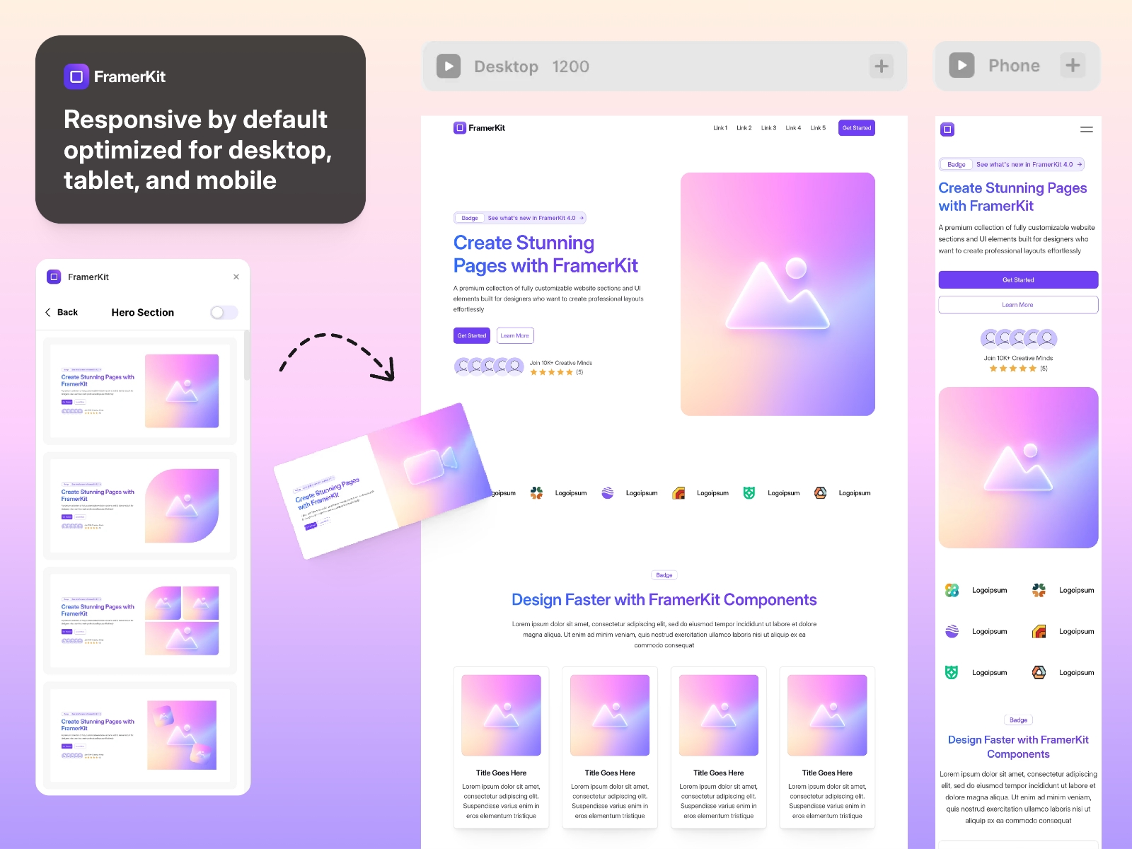 Thumbnail 2 for FramerKit, a Framer Marketplace plugin by Pavel Halichenka.