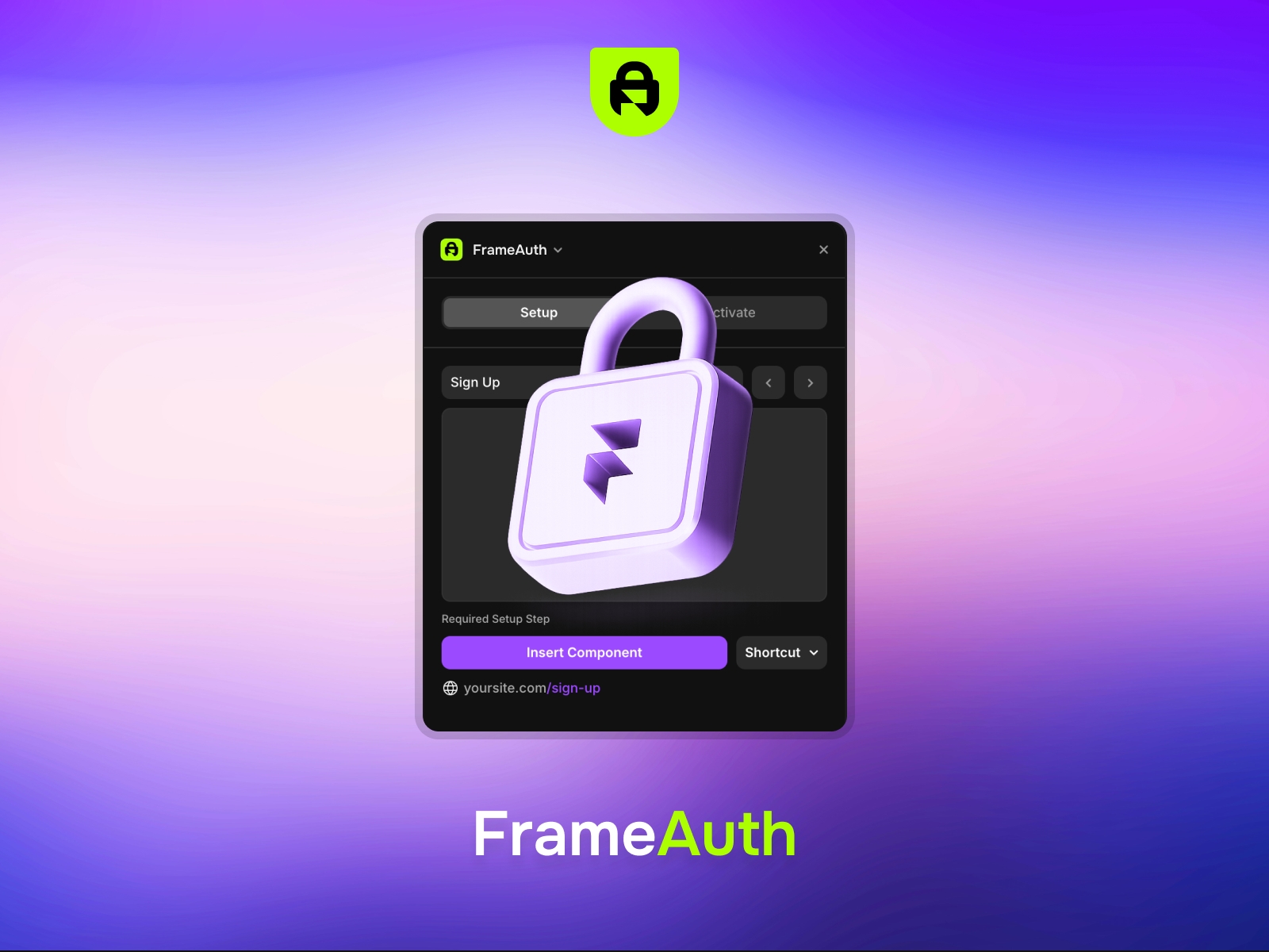 Screenshot 1 for FrameAuth (previously FramerAuth), a Framer Marketplace plugin by Danny Sapio.