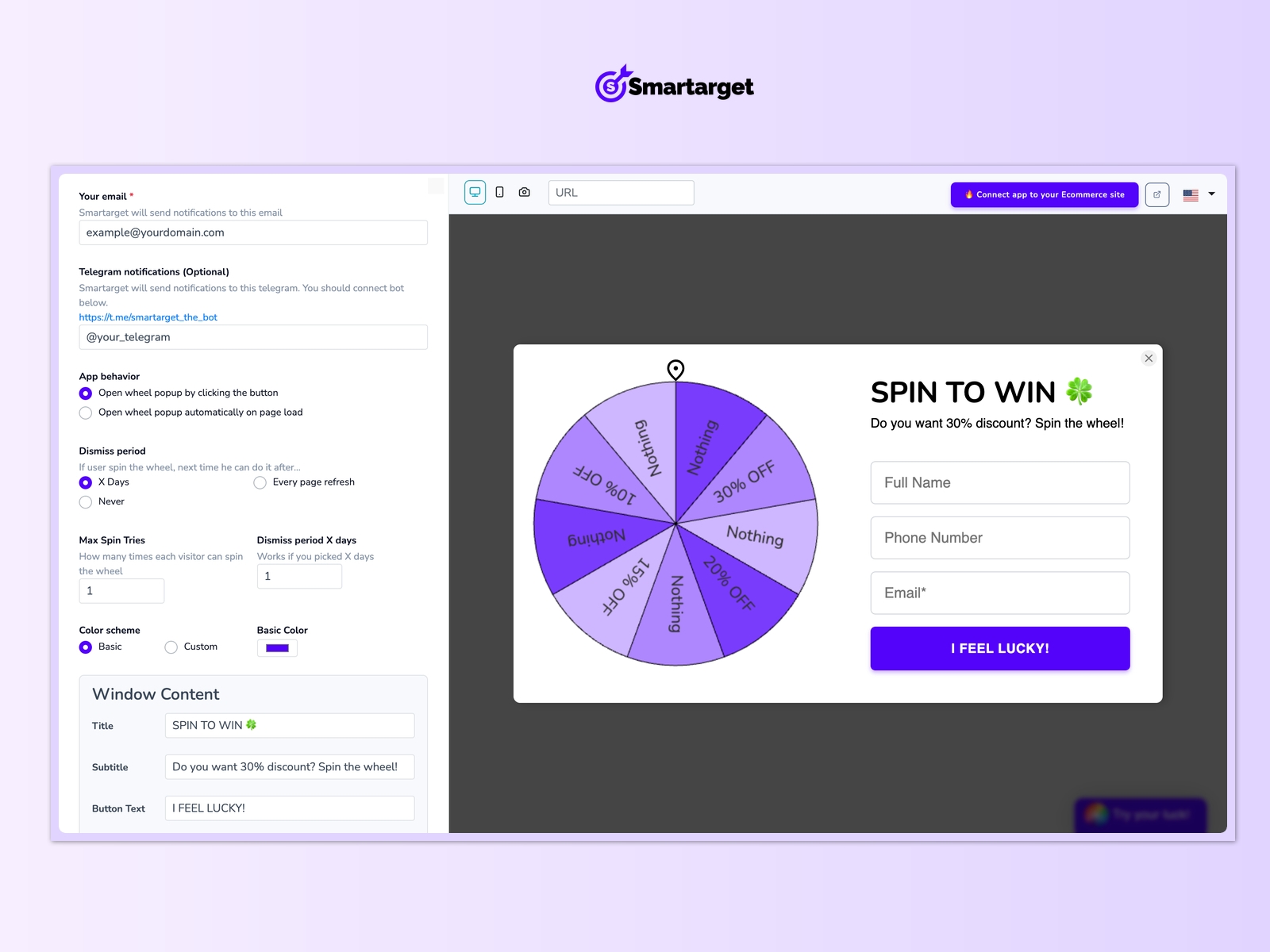 Screenshot 4 for Smartarget Lucky Wheel, a Framer Marketplace plugin by Smartarget.