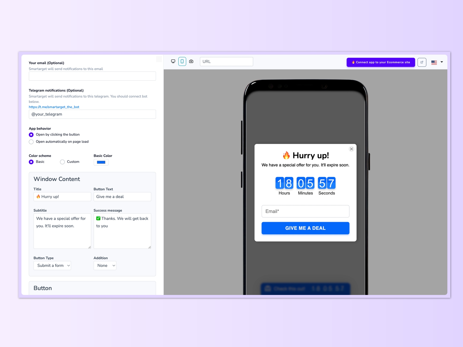 Screenshot 4 for Smartarget Countdown Popup, a Framer Marketplace plugin by Smartarget.