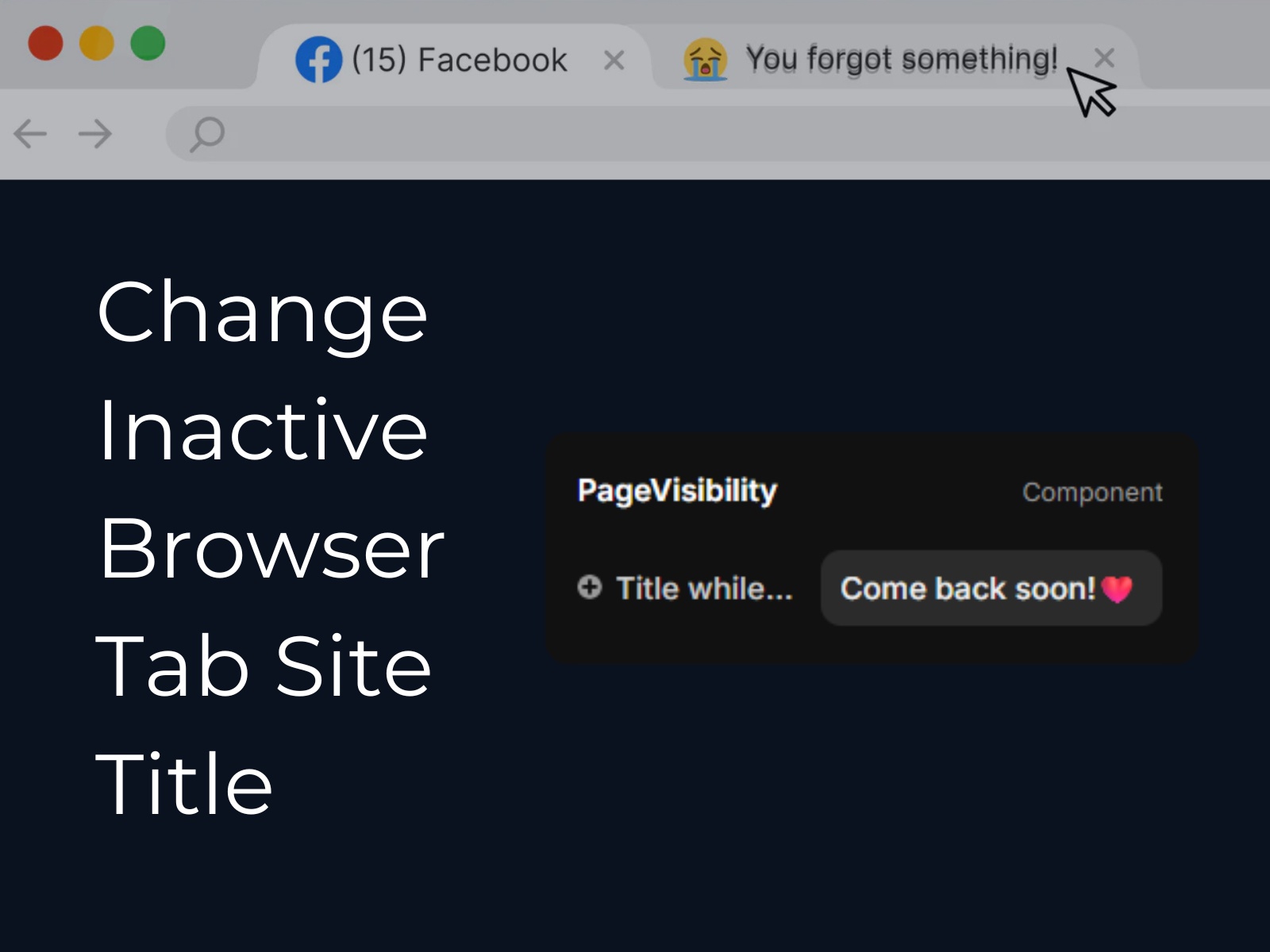 Thumbnail 2 for Inactive Browser Tab Site Title, a Framer Marketplace plugin by Blupry.