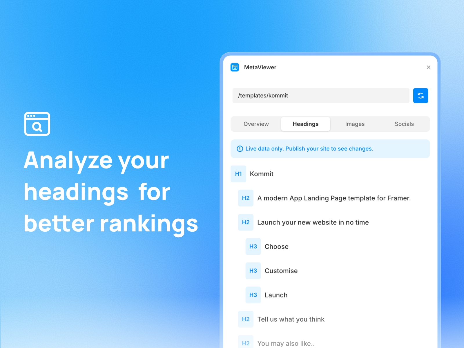 Thumbnail 2 for MetaViewer, a Framer Marketplace template by Julien Vier.