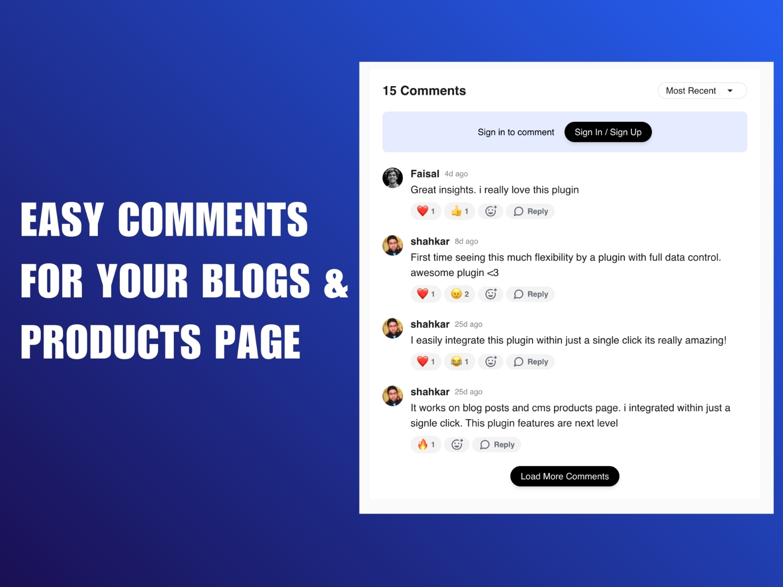 Screenshot 1 for Easy Comments, a Framer Marketplace plugin by shahkar khan.