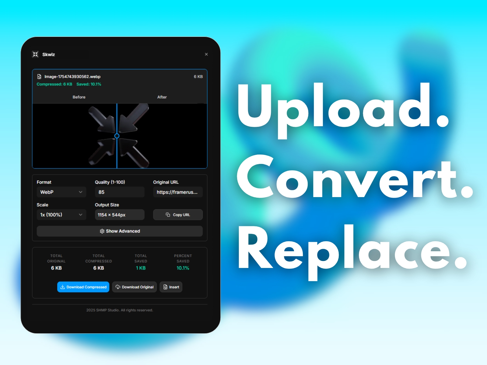 Thumbnail 1 for Skwiz - Image Compression, a Framer Marketplace template by Johnathan B..