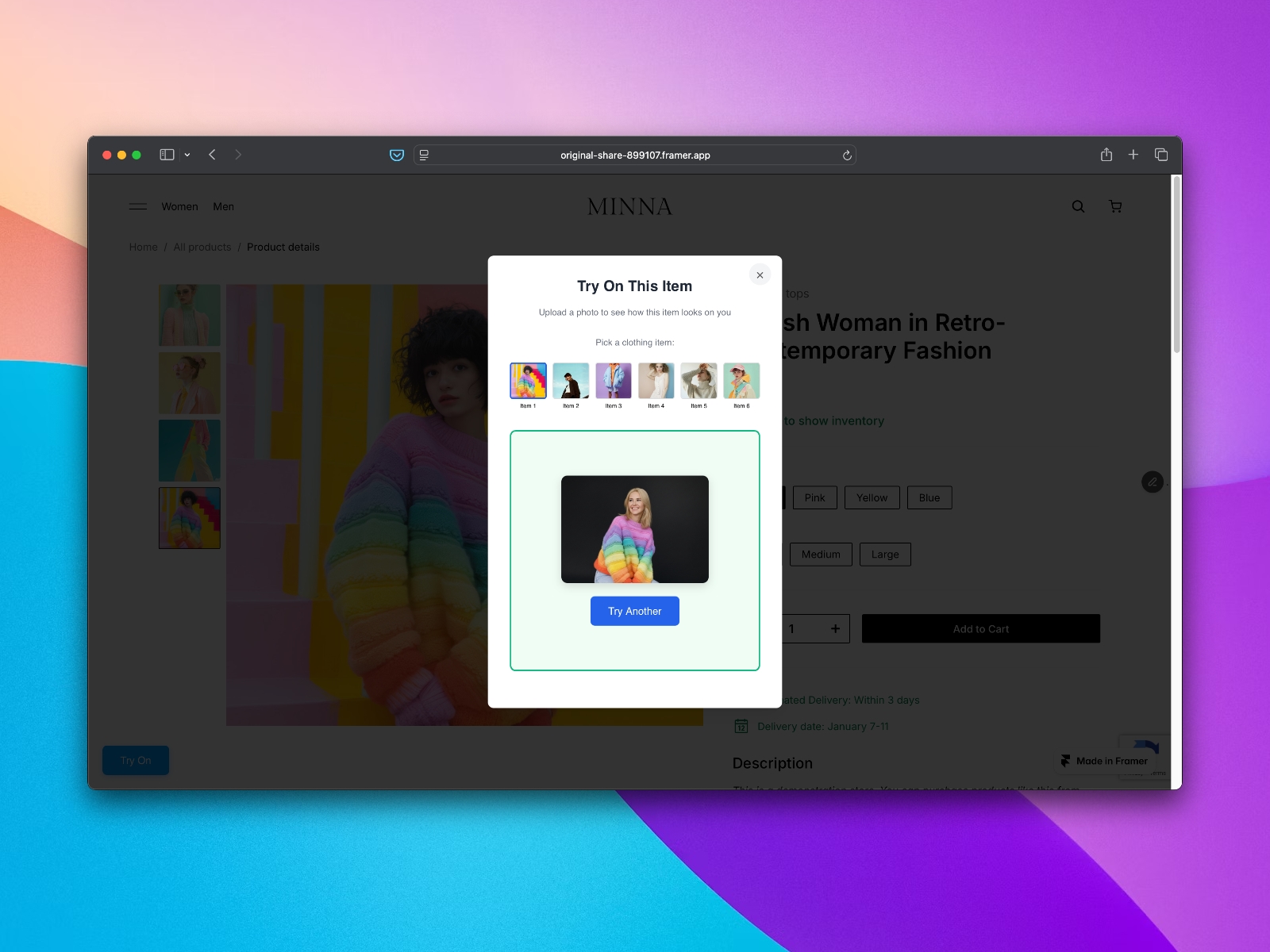 Screenshot 4 for AI Try-On Widget, a Framer Marketplace plugin by QwertyBit.