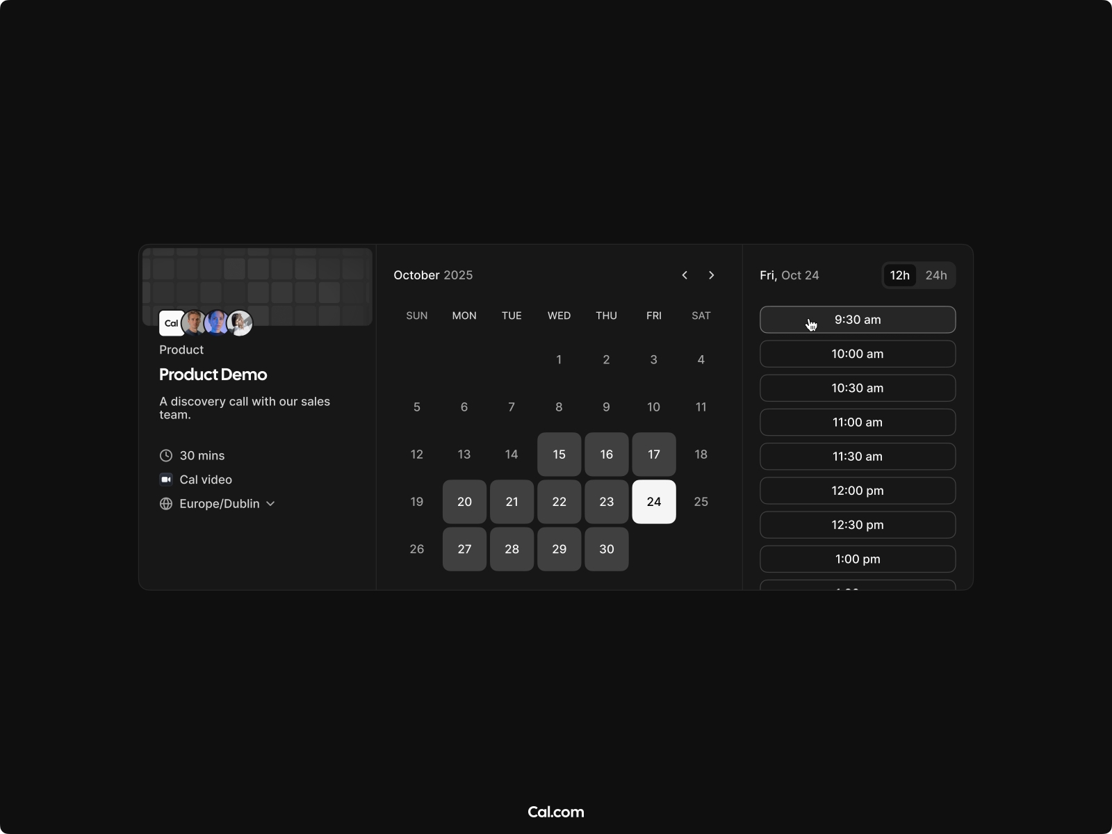 Screenshot 1 for Cal.com, a Framer Marketplace plugin by Cédric van Ravesteijn.