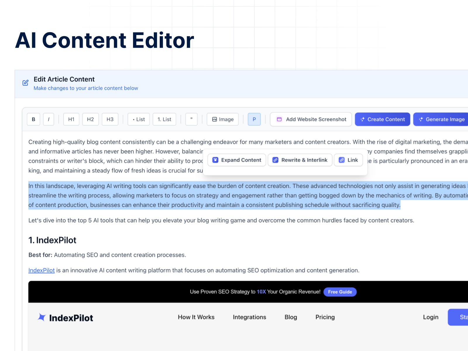 Screenshot 4 for IndexPilot, a Framer Marketplace plugin by IndexPilot.