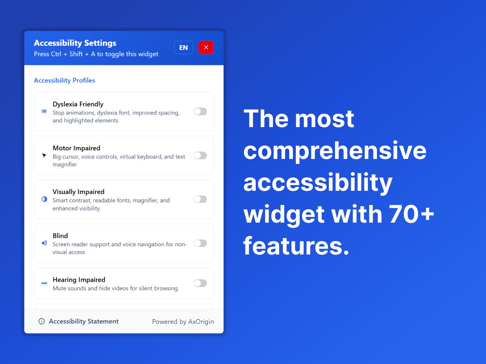 Thumbnail 2 for AxOrigin Accessibility, a Framer Marketplace template by Ax Developer.
