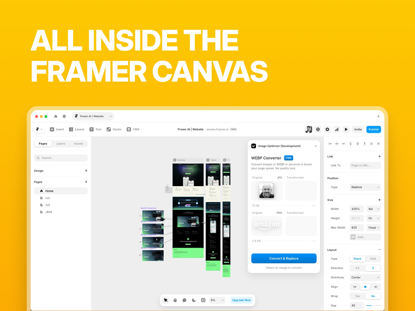 Screenshot 3 for WEBP Converter, a Framer Marketplace plugin by Adheeb.