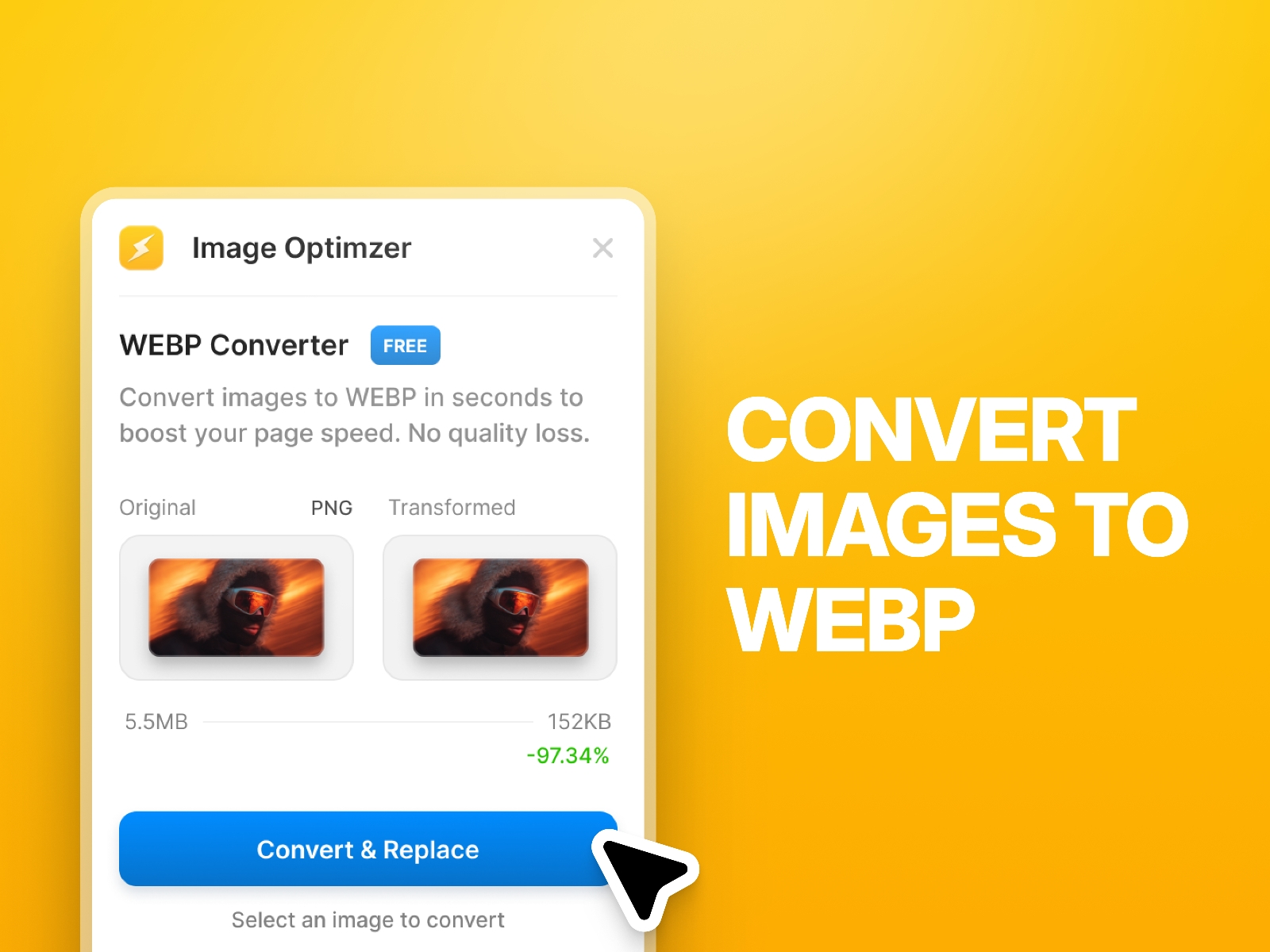 Thumbnail 1 for WEBP Converter, a Framer Marketplace template by Adheeb.