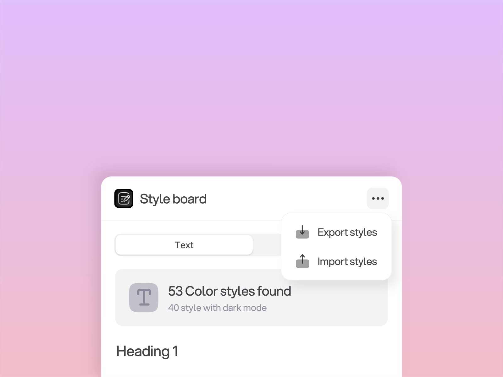 Screenshot 2 for Style Board, a Framer Marketplace plugin by Framer Lists.