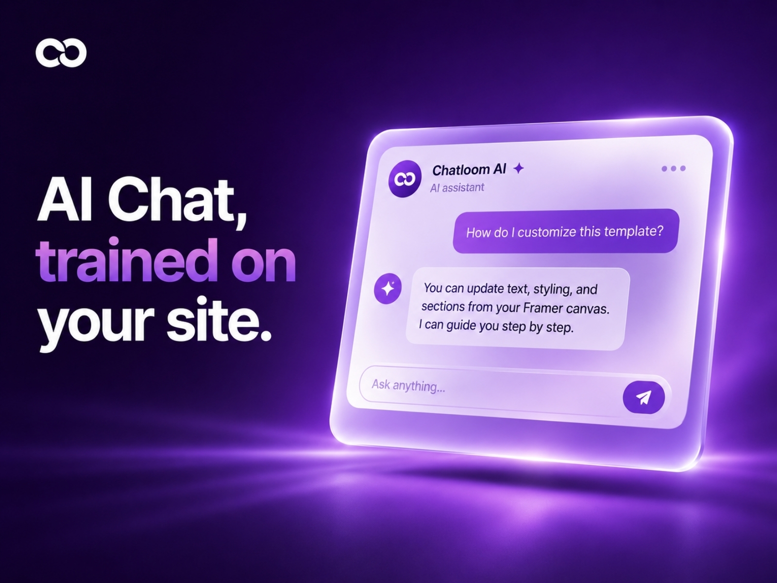 Thumbnail 2 for Chatloom Chatbot Embed, a Framer Marketplace template by Can Girgin.