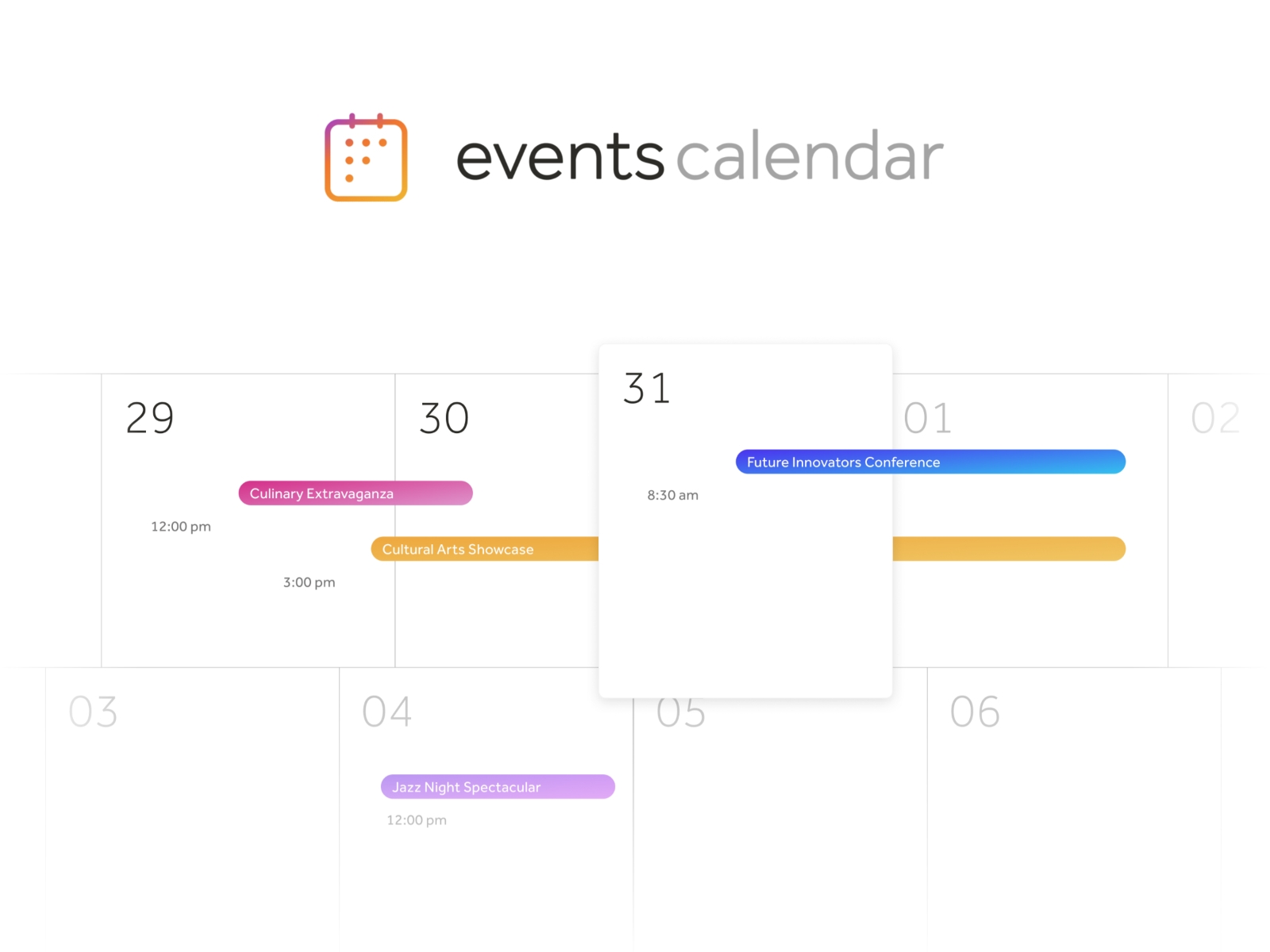 Thumbnail 1 for Events Calendar, a Framer Marketplace template by Sasha E.