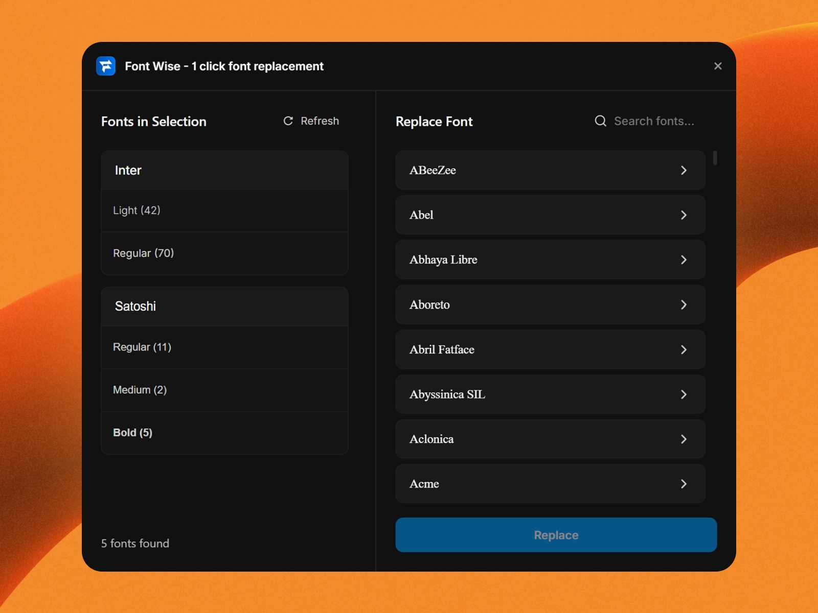 Thumbnail 2 for Font Wise - 1 click font replacement, a Framer Marketplace template by Framer Spark.