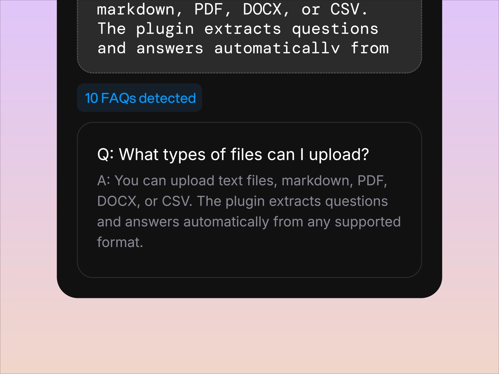 Screenshot 4 for FAQs Builder, a Framer Marketplace plugin by Framer Lists.