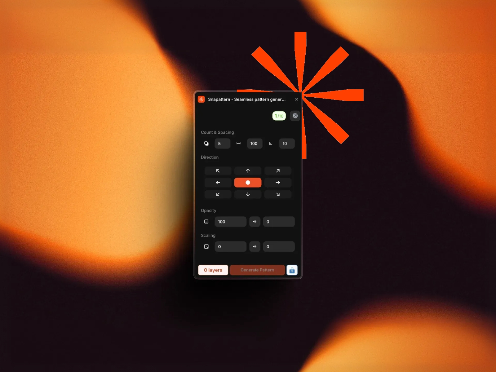 Screenshot 1 for Snapattern - Seamless pattern generator, a Framer Marketplace plugin by Manivannan Meenakshi Sundaram.