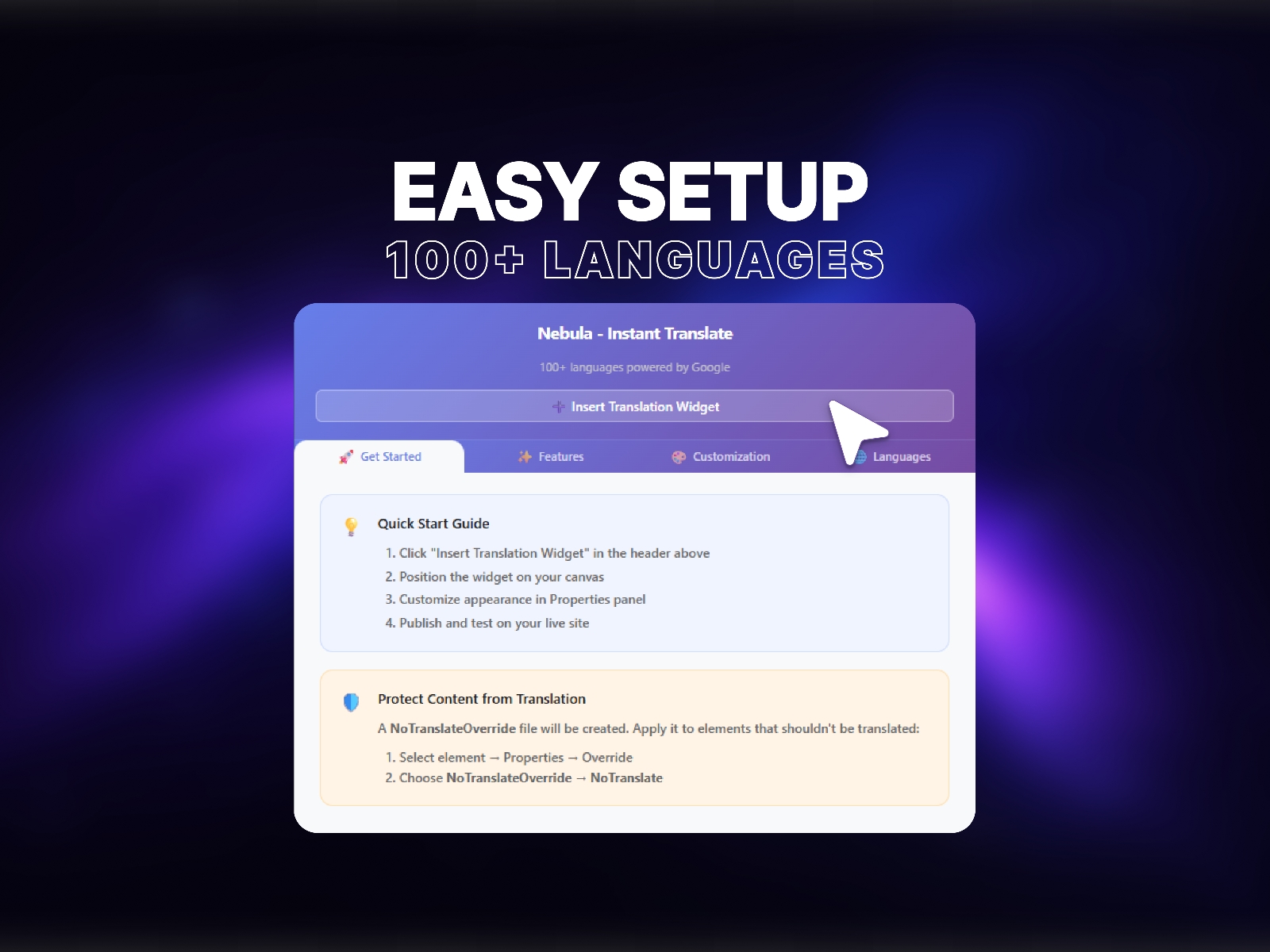 Thumbnail 2 for Nebula Instant Translate, a Framer Marketplace template by Nebulapps.
