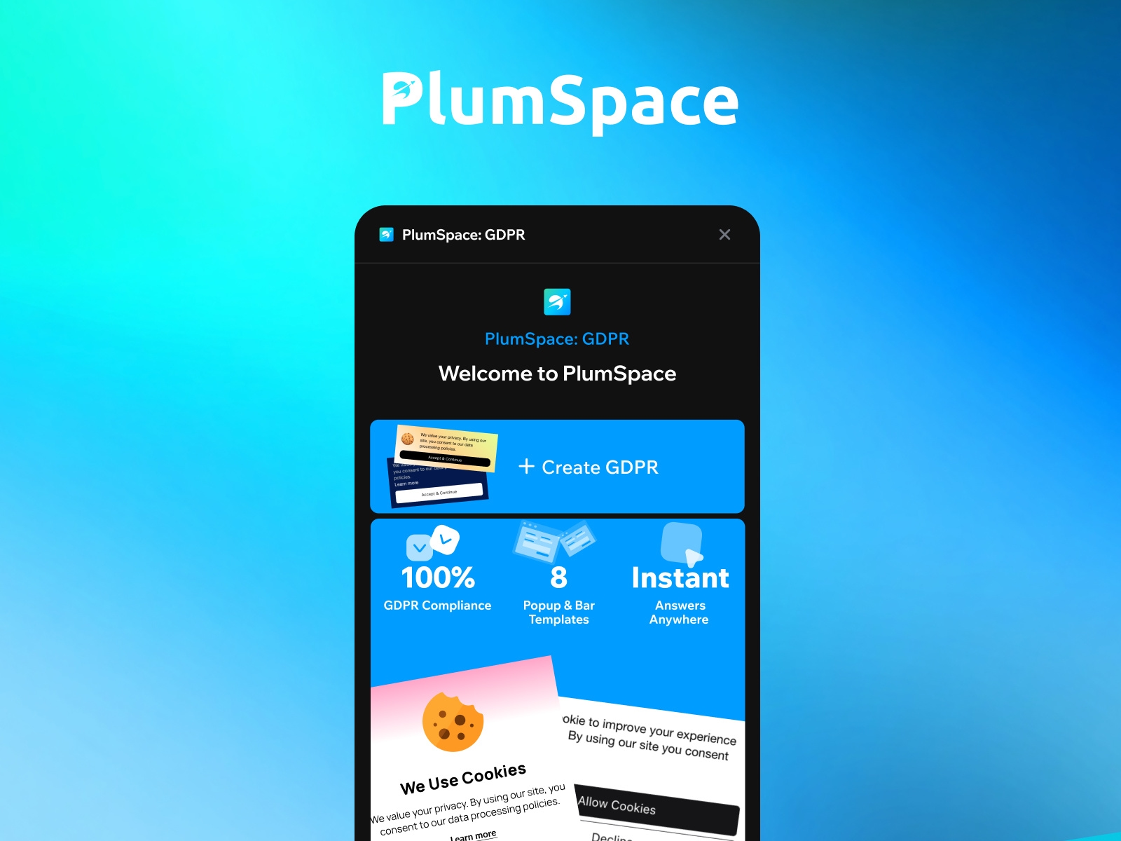 Thumbnail 1 for PlumSpace: GDPR Cookie Consent, a Framer Marketplace plugin by PlumSpace.