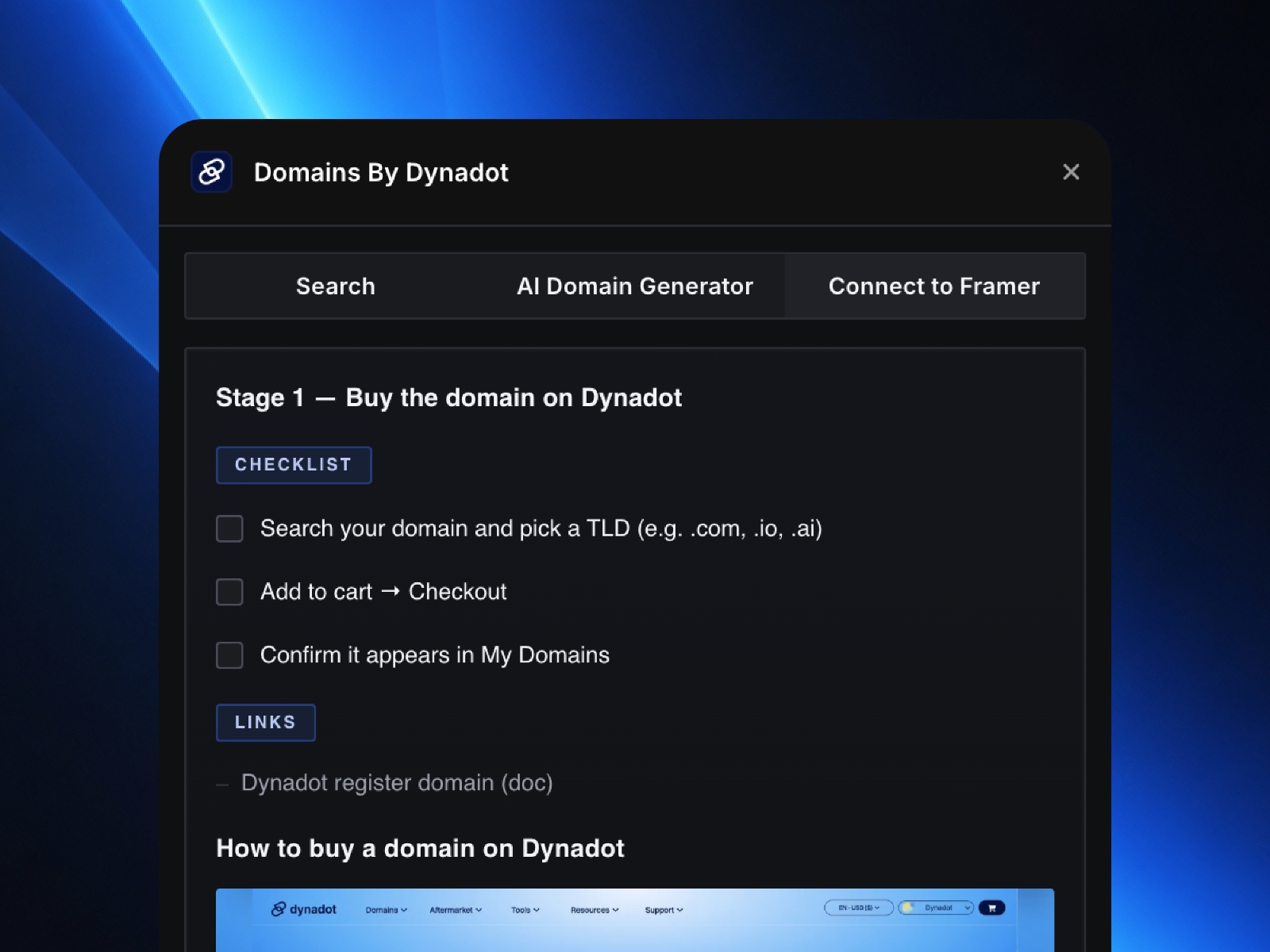 Screenshot 4 for Domains By Dynadot, a Framer Marketplace plugin by Moise.