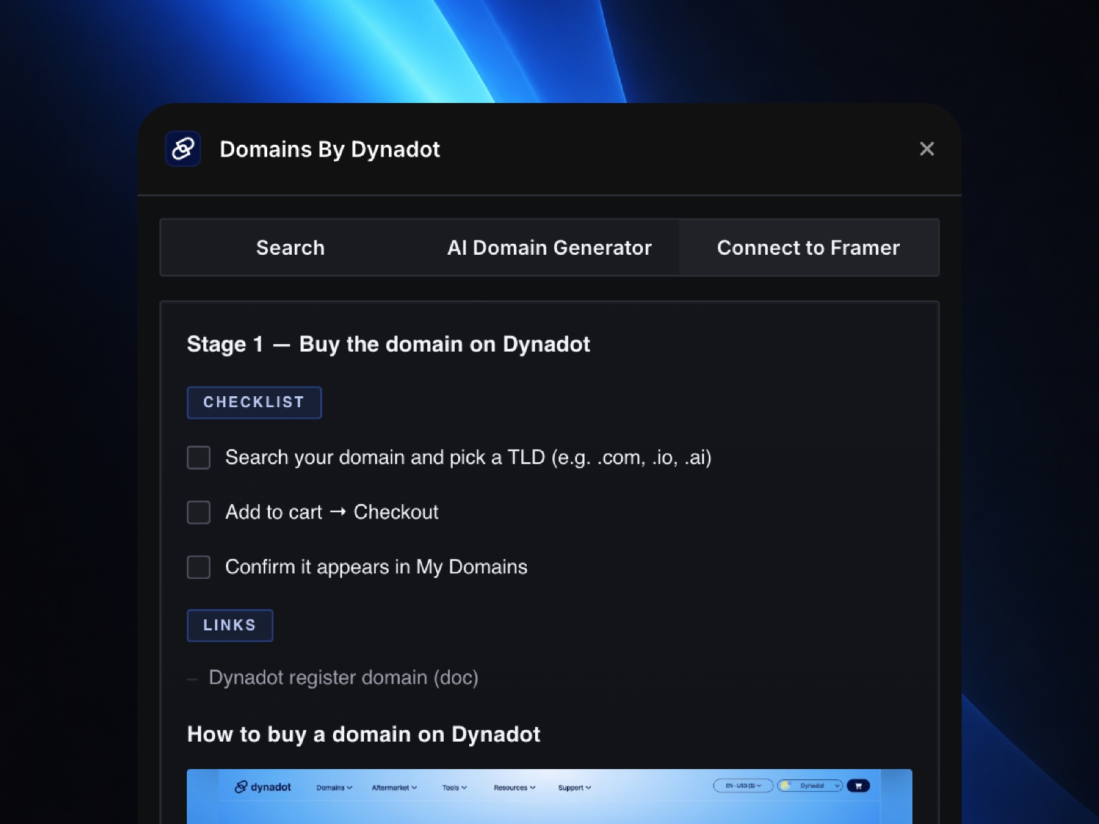 Screenshot 4 for Domains By Dynadot, a Framer Marketplace plugin by Moise.