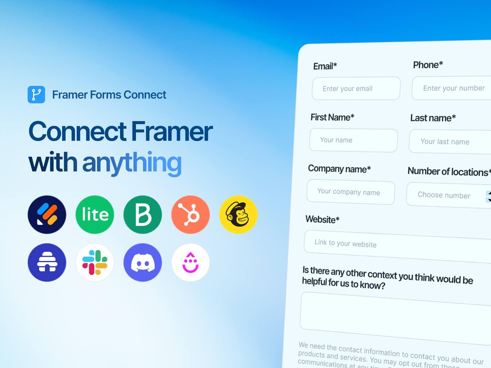 Thumbnail 2 for Framer Forms Connect, a Framer Marketplace template by Roman Avshalumov.
