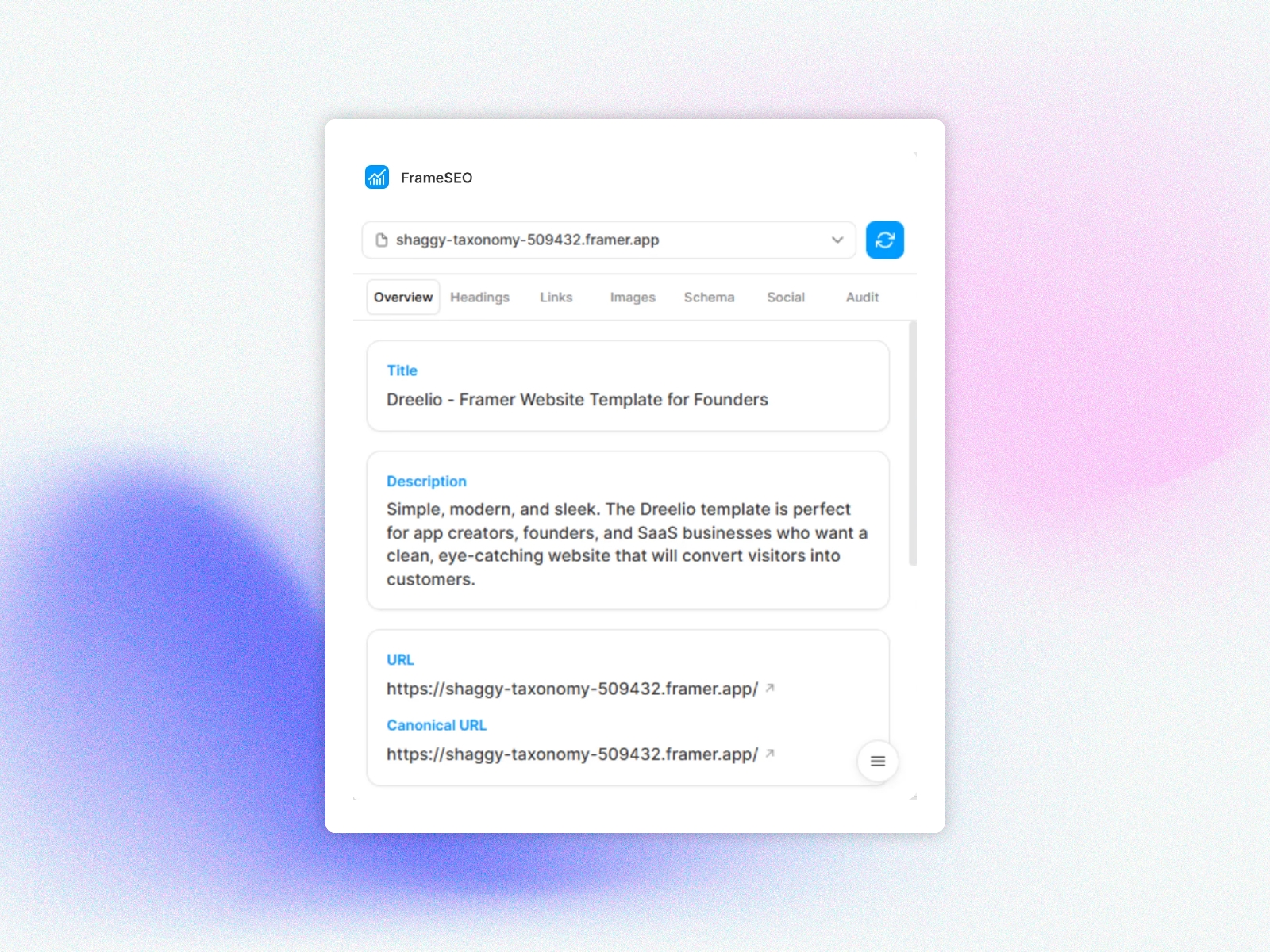 Thumbnail 1 for FrameSEO, a Framer Marketplace template by Soubhagya Sahu.