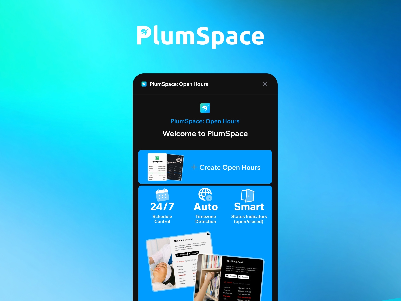 Thumbnail 1 for PlumSpace: Business Opening Hours, a Framer Marketplace template by PlumSpace.