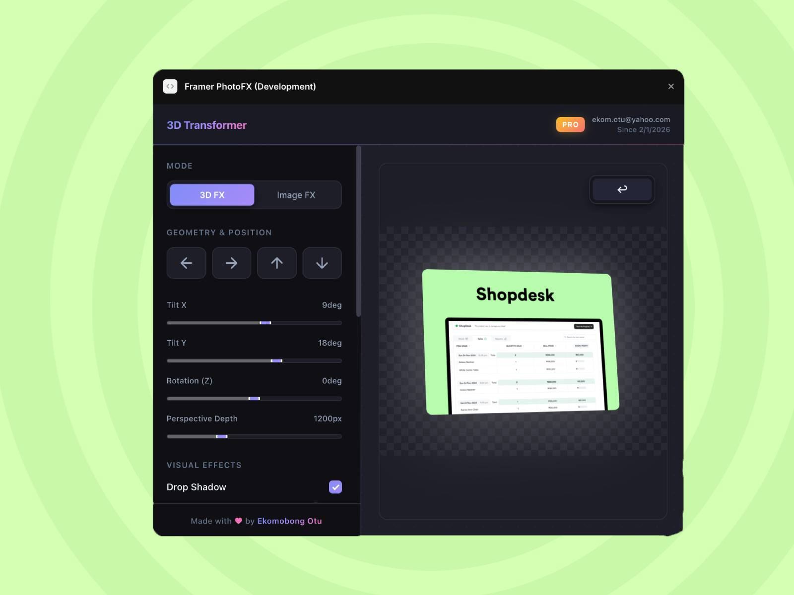 Thumbnail 1 for Framer PhotoFX, a Framer Marketplace plugin by Ekomobong Otu.