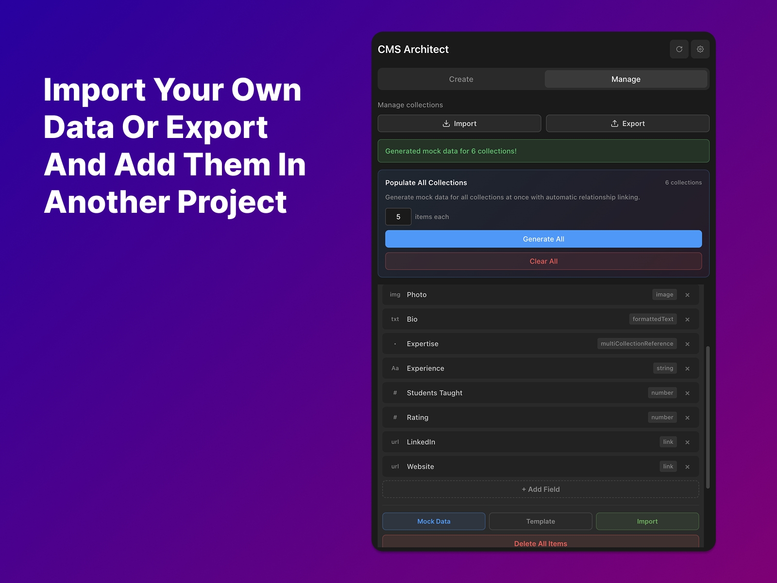 Screenshot 4 for CMS Architect, a Framer Marketplace plugin by Alireza chamanrouy.