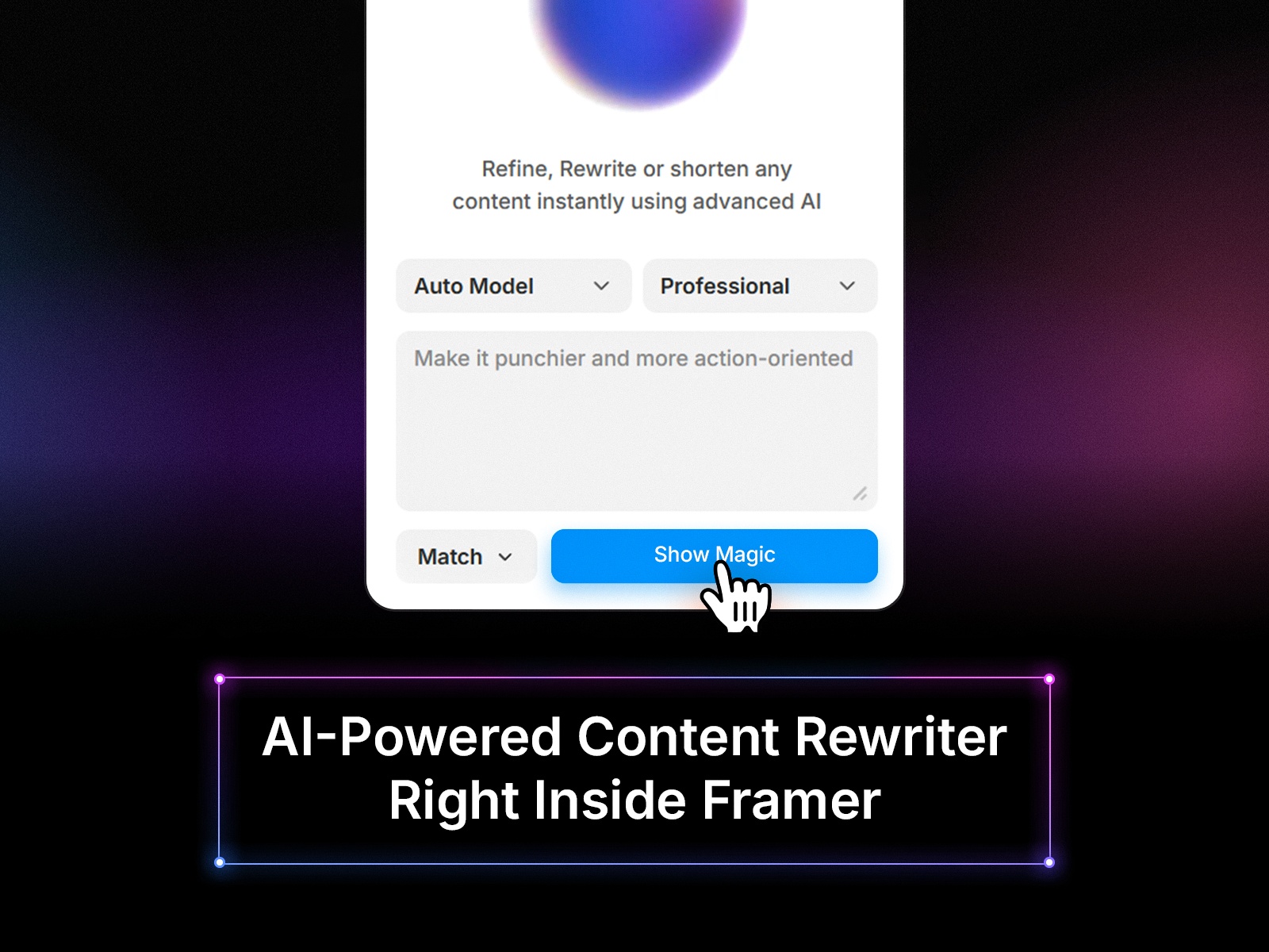 Thumbnail 1 for Smart AI Rewrite, a Framer Marketplace template by Zain Malik.