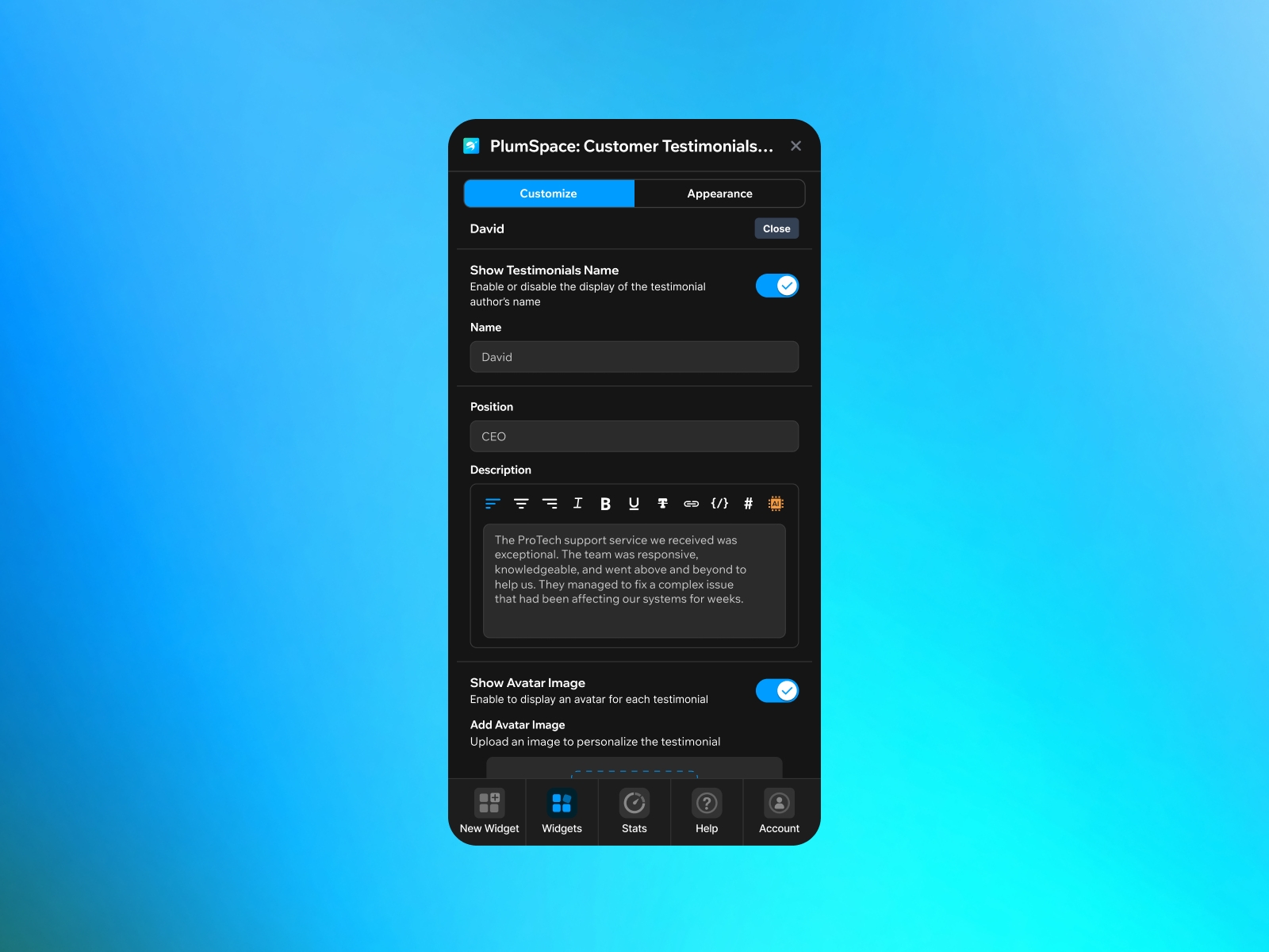 Thumbnail 2 for PlumSpace: Customer Testimonials Slider, a Framer Marketplace plugin by PlumSpace.