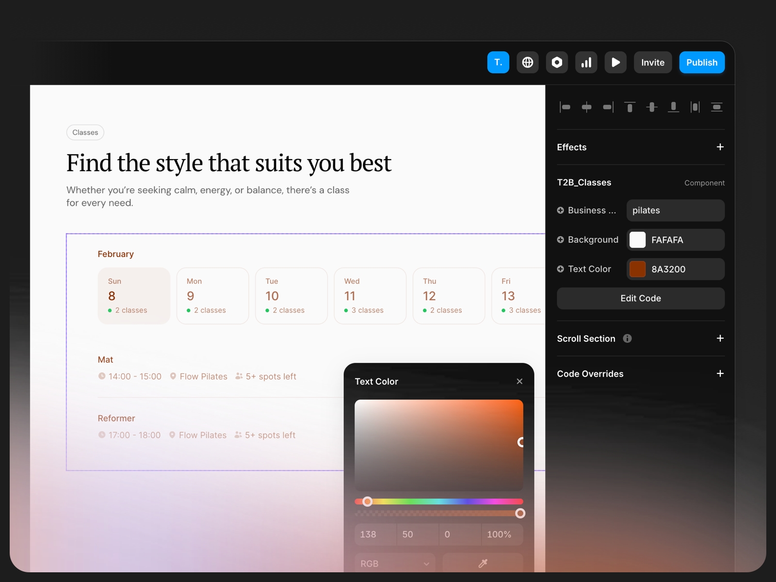 Screenshot 3 for Time2book, a Framer Marketplace plugin by TIME2BOOK.