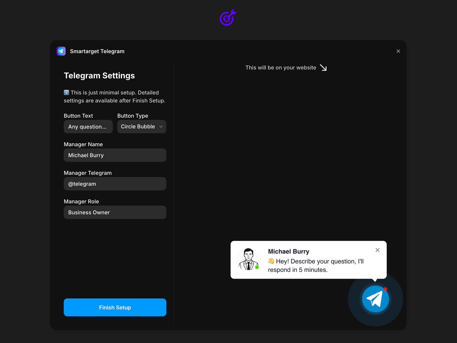 Thumbnail 2 for Telegram Chat - Contact Us, a Framer Marketplace template by Smartarget.