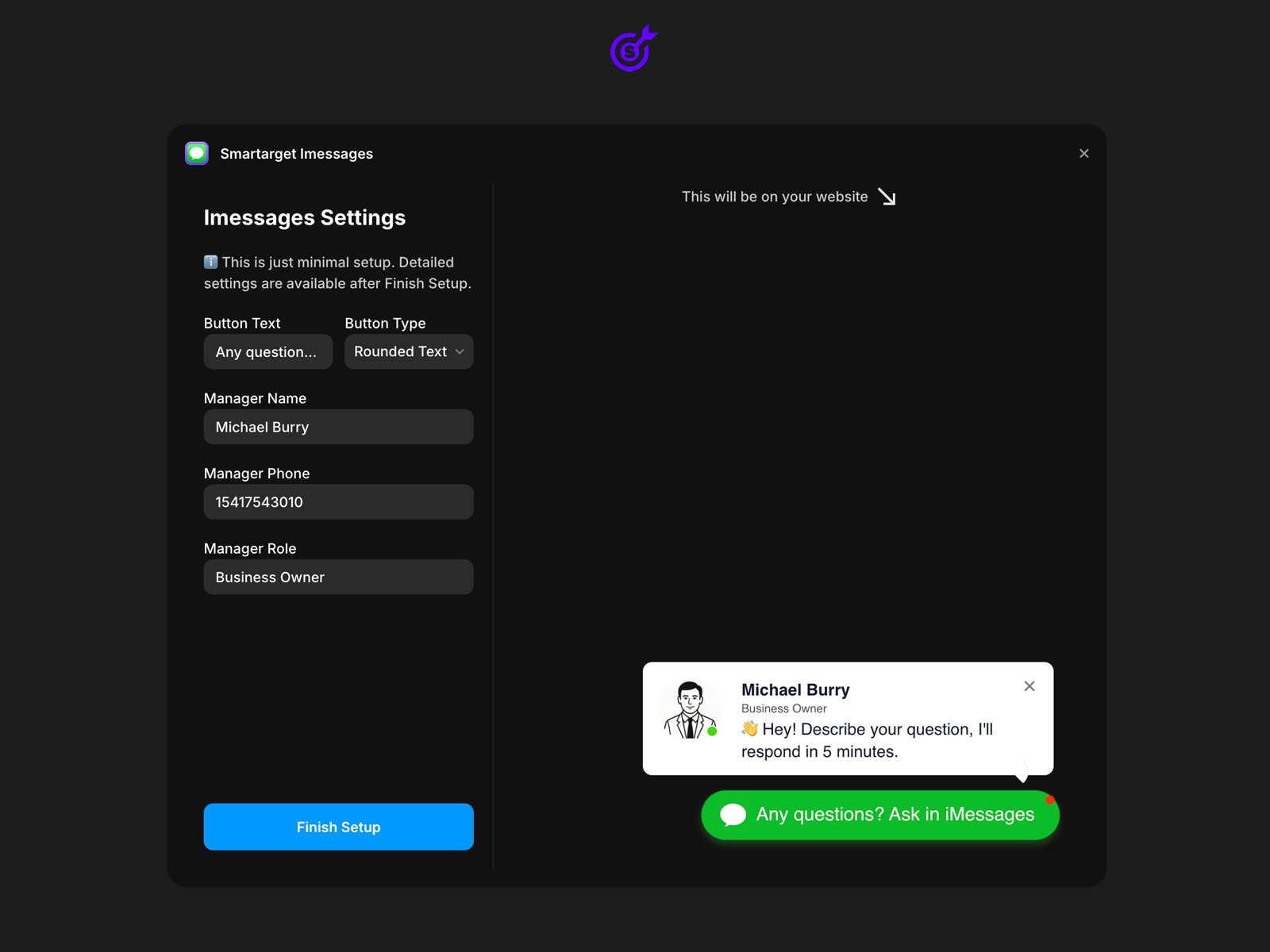 Thumbnail 2 for iMessage & SMS - Chat Support, a Framer Marketplace plugin by Smartarget.