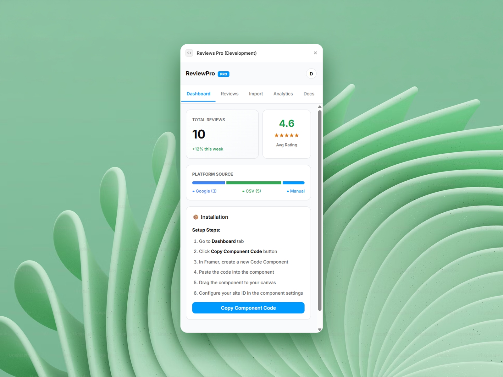 Thumbnail 1 for Reviews Pro, a Framer Marketplace template by Digithink Technologies.