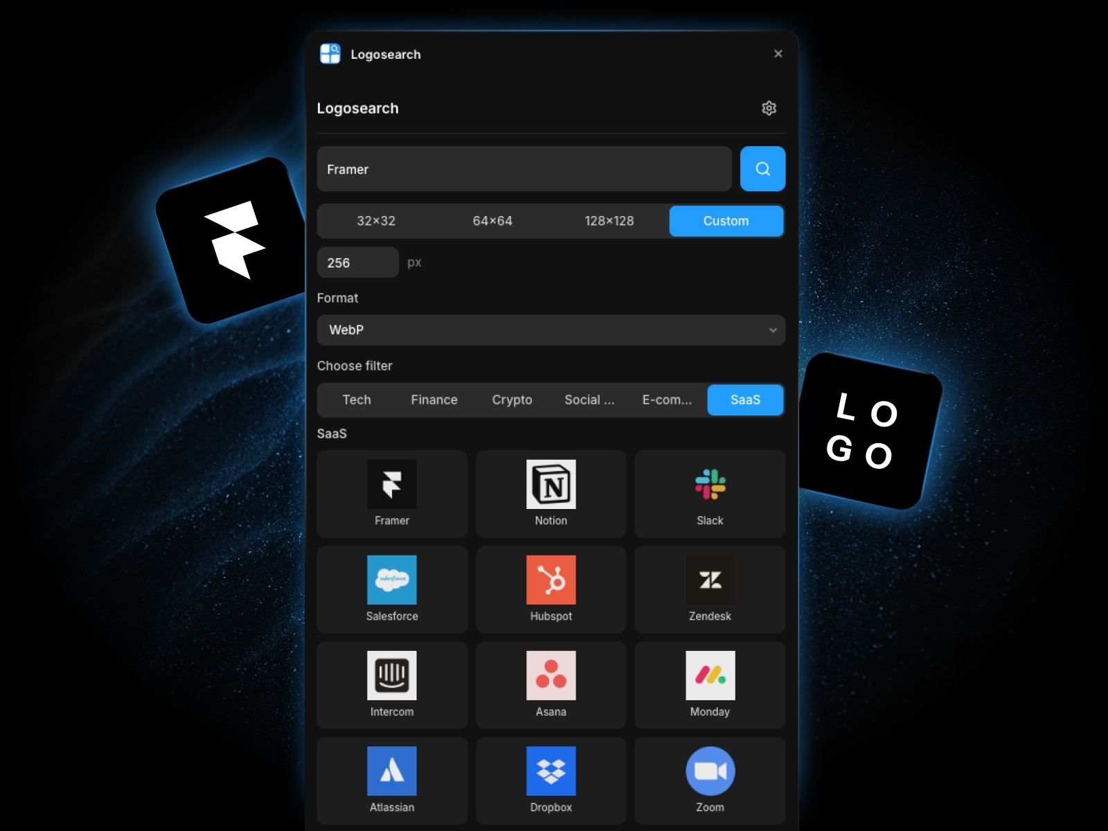 Screenshot 1 for Logosearch, a Framer Marketplace plugin by Chris Lacorte.