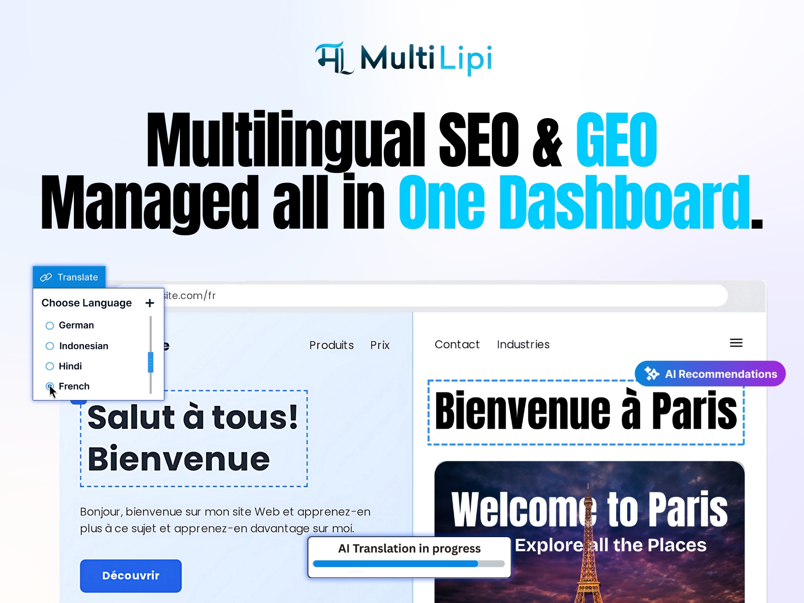 Screenshot 4 for MultiLipi: AI Translate & Rank, a Framer Marketplace plugin by Support MultiLipi.