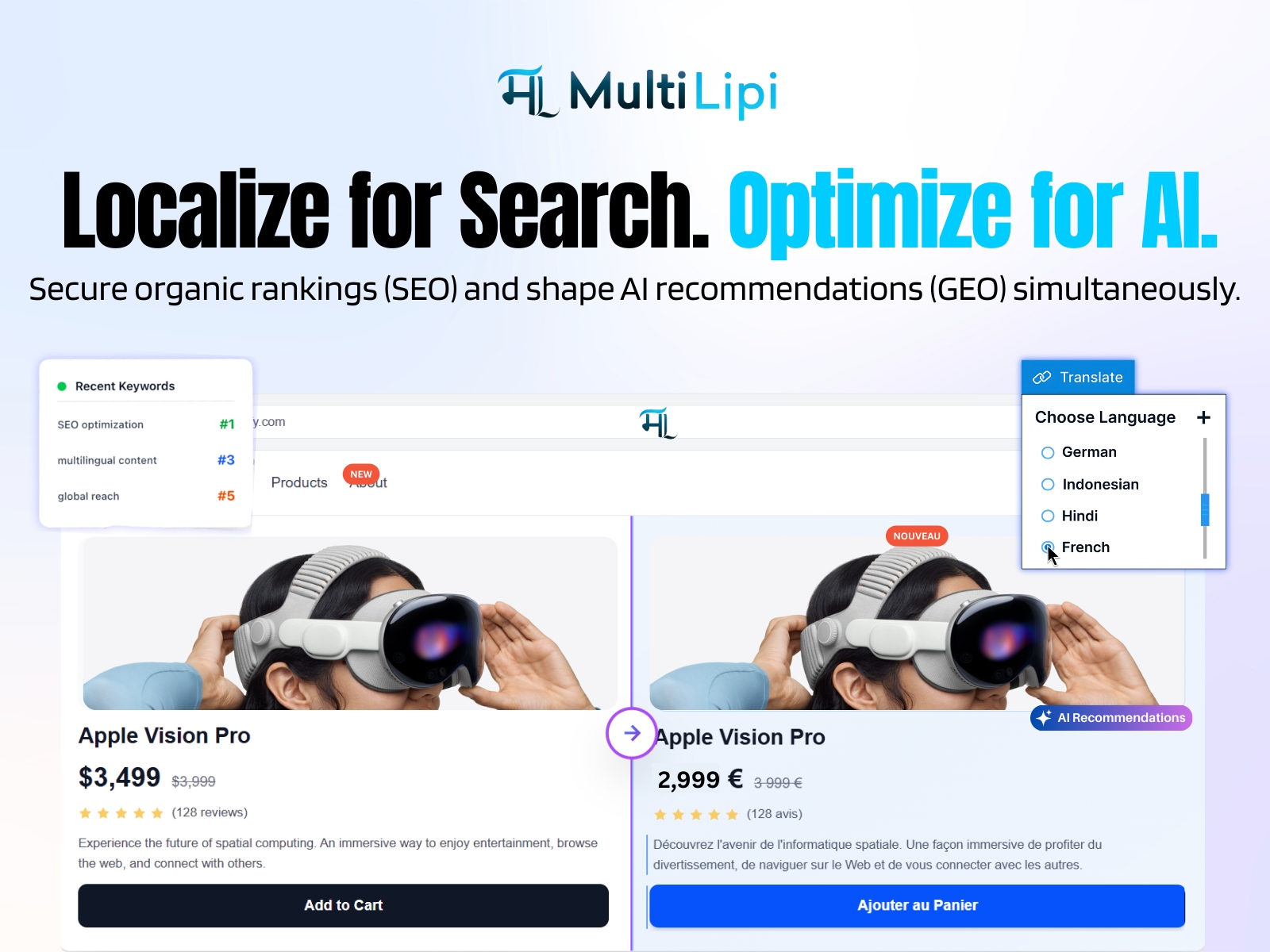 Screenshot 3 for MultiLipi: AI Translate & Rank, a Framer Marketplace plugin by Support MultiLipi.