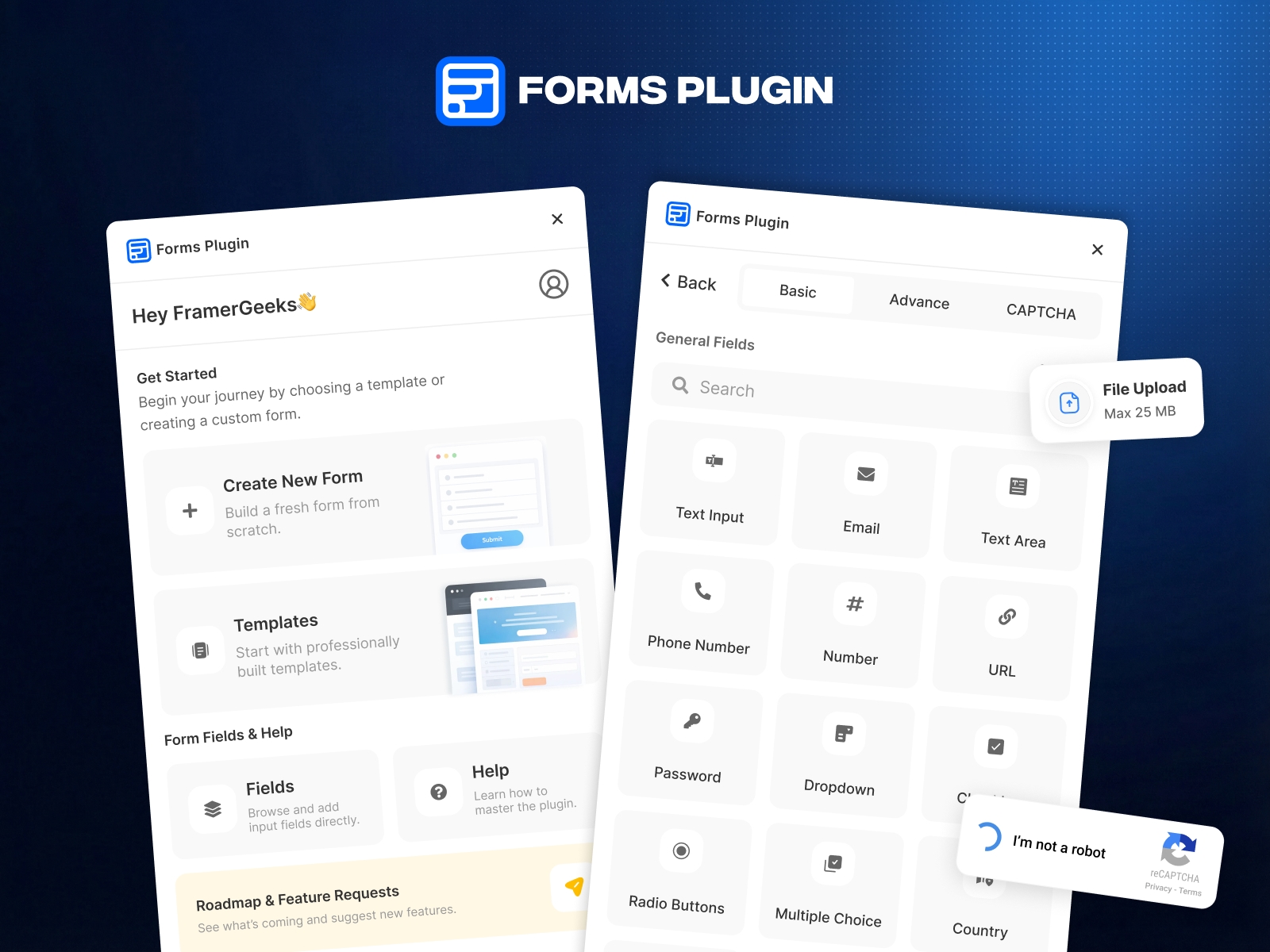 Screenshot 1 for Forms Plugin, a Framer Marketplace plugin by Framer Geeks.