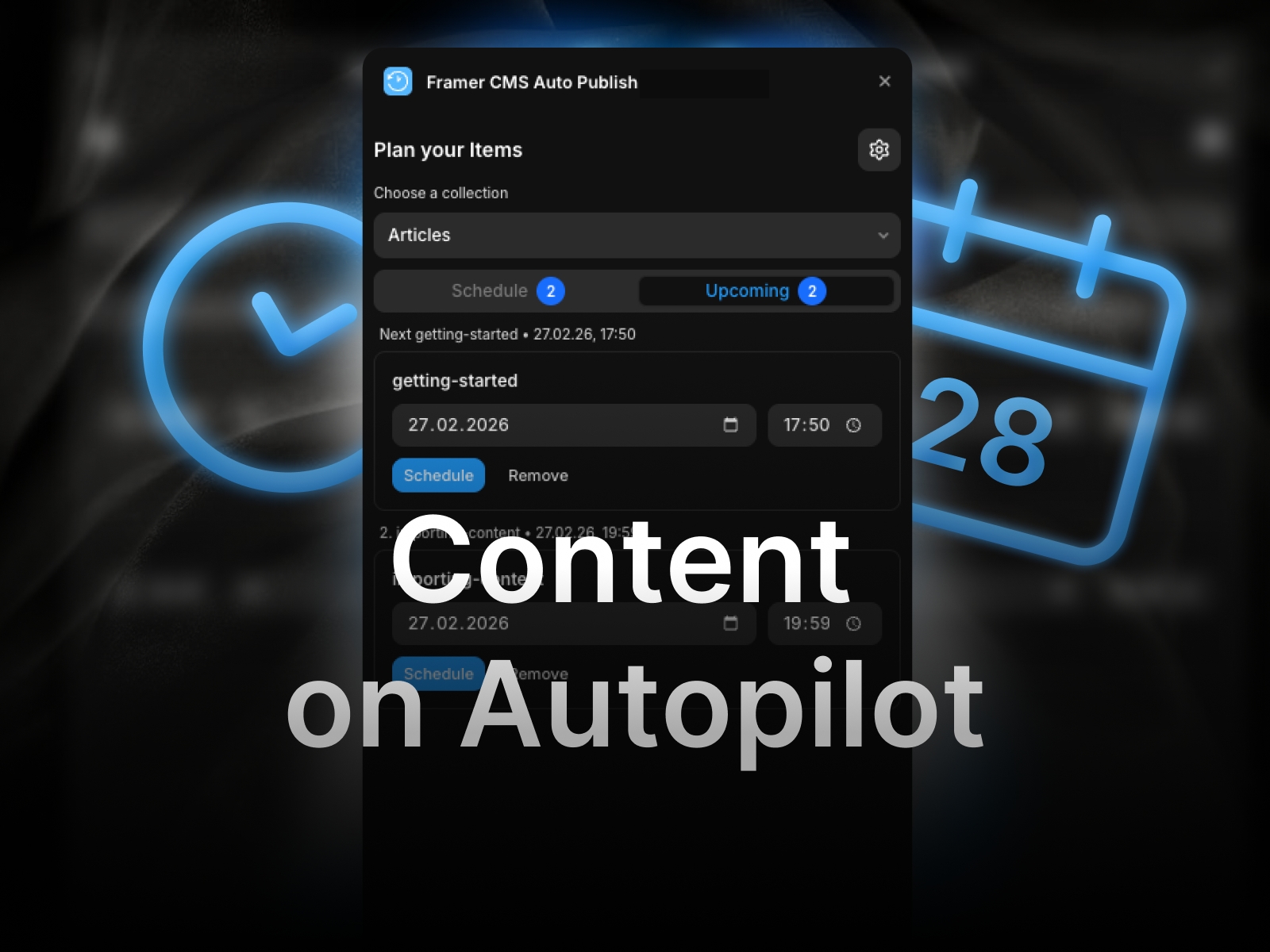 Screenshot 2 for Framer CMS Auto Publish, a Framer Marketplace plugin by Chris Lacorte.