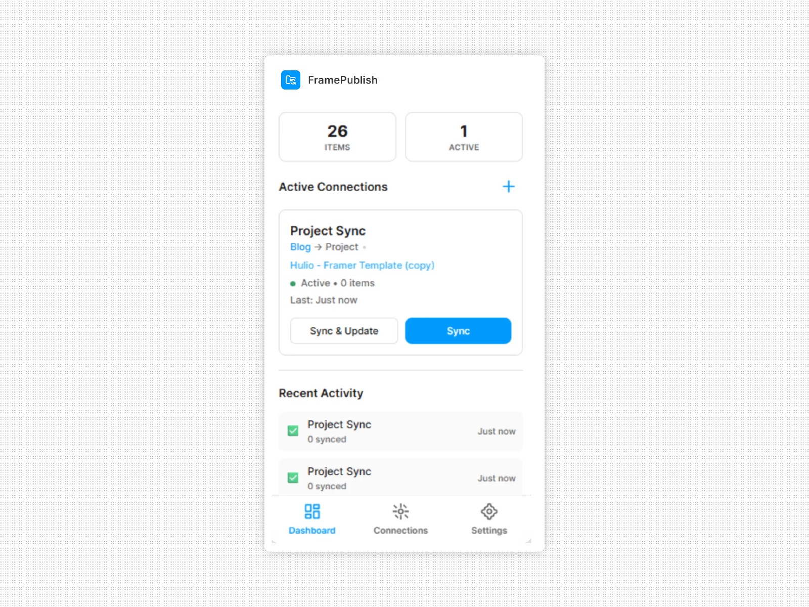 Screenshot 1 for FramePublish, a Framer Marketplace plugin by Soubhagya Sahu.