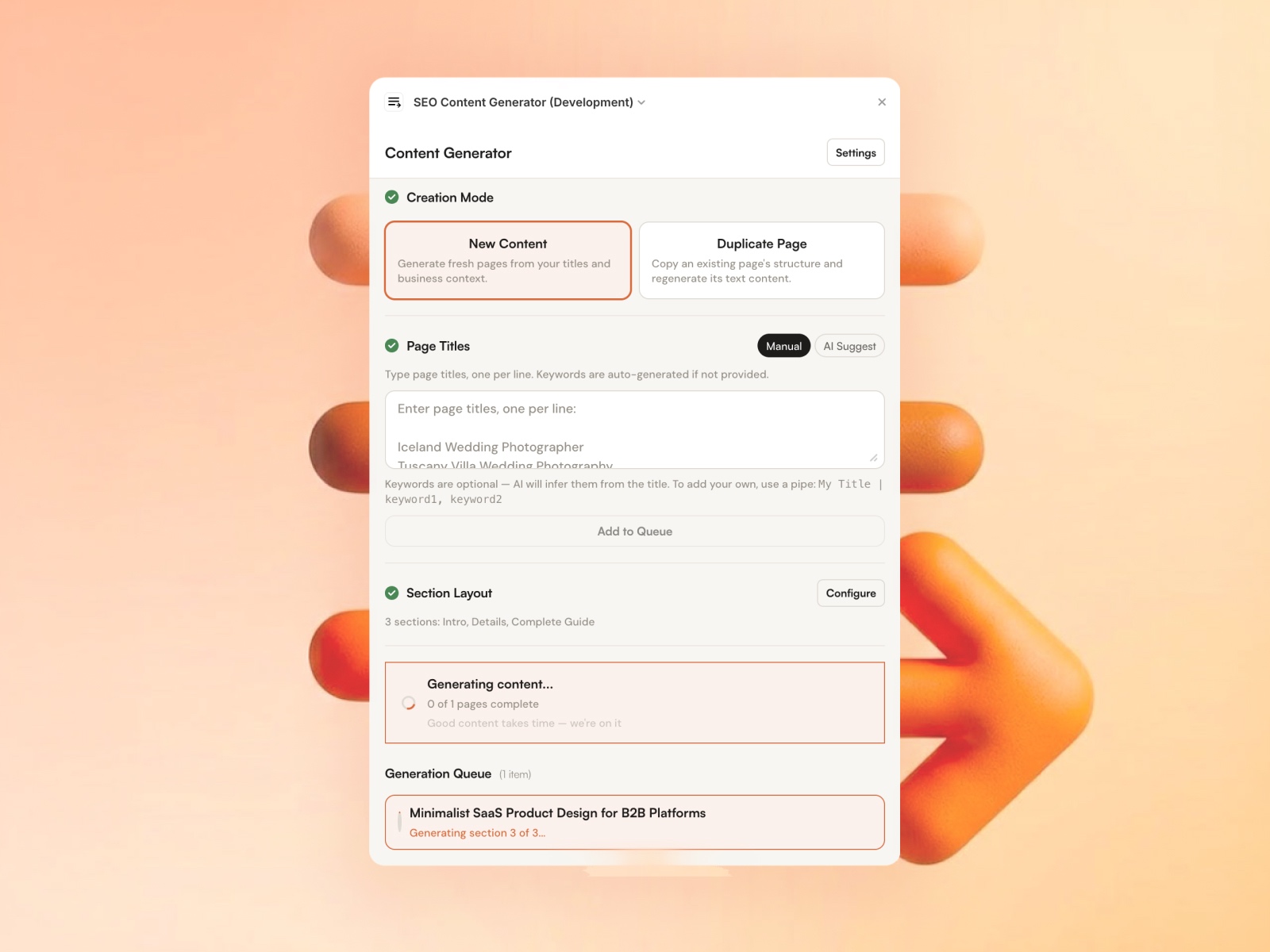 Screenshot 3 for AI SEO Pages, a Framer Marketplace plugin by Tijerina.