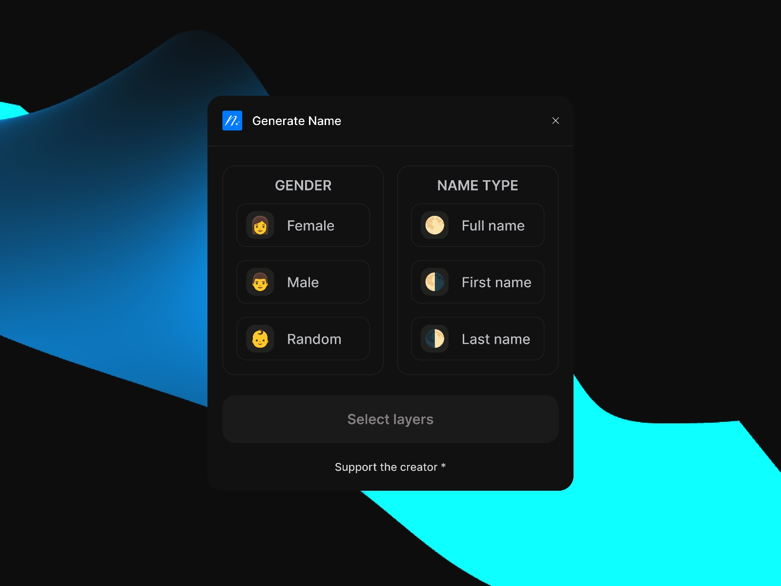 Thumbnail 1 for Generate Name, a Framer Marketplace plugin by Moise.