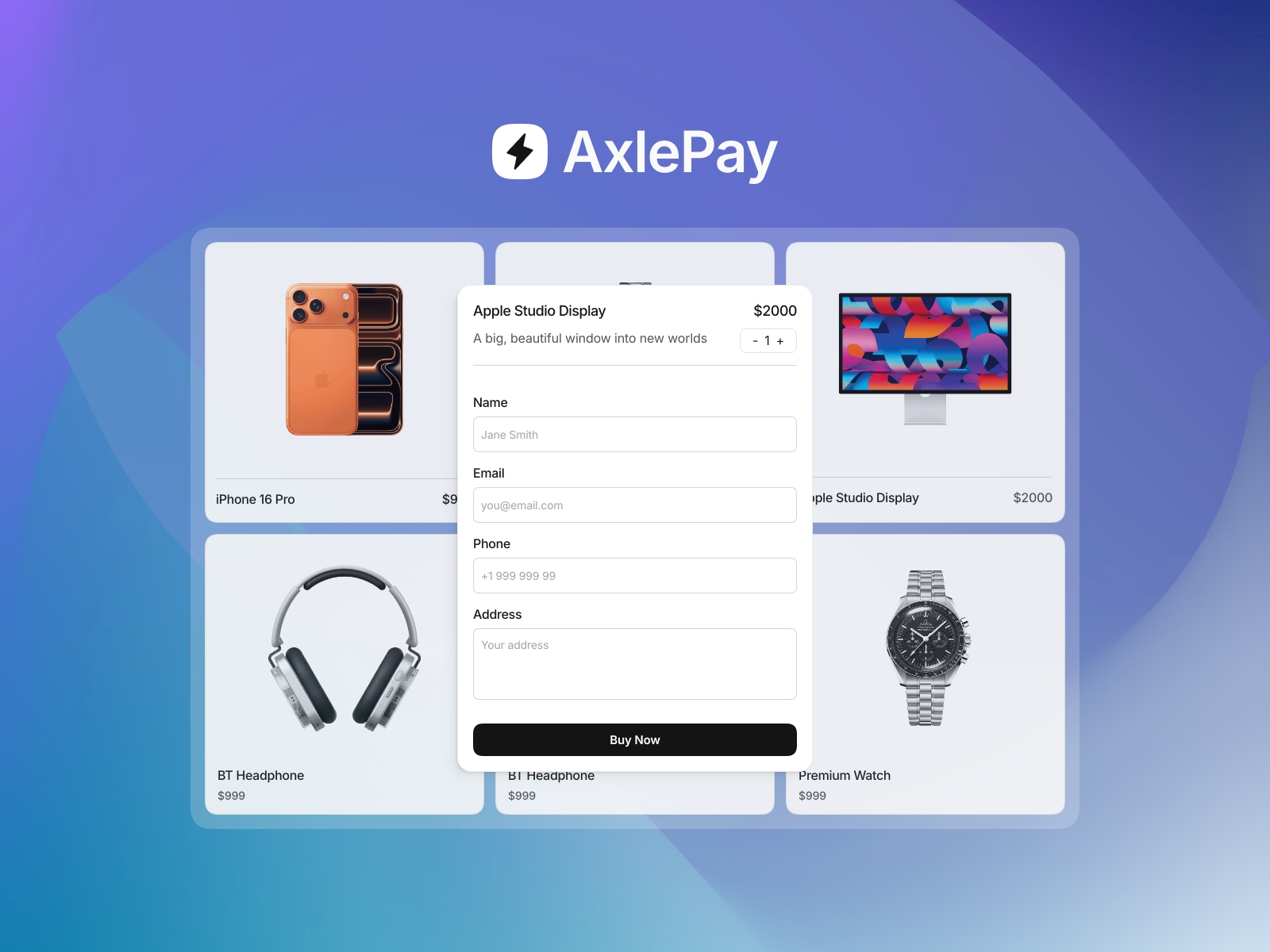 Screenshot 1 for Axle, a Framer Marketplace plugin by AxlePay.