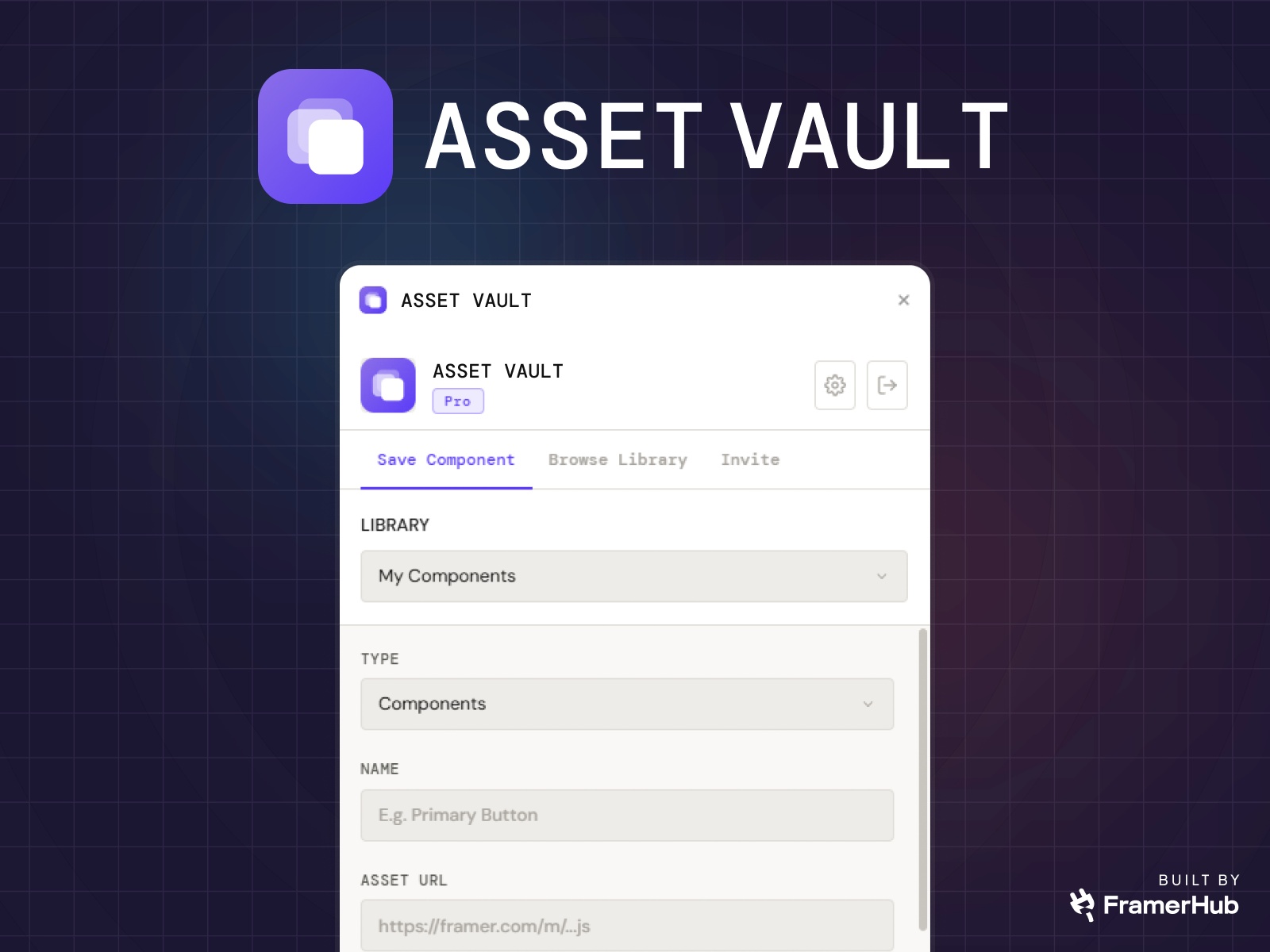 Thumbnail 1 for Asset Vault, a Framer Marketplace template by FramerHub.io .