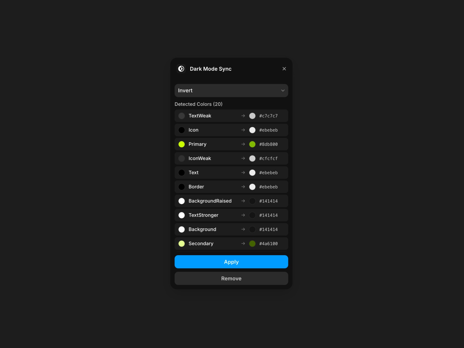 Screenshot 1 for Dark Mode Sync, a Framer Marketplace plugin by Javlonbek.