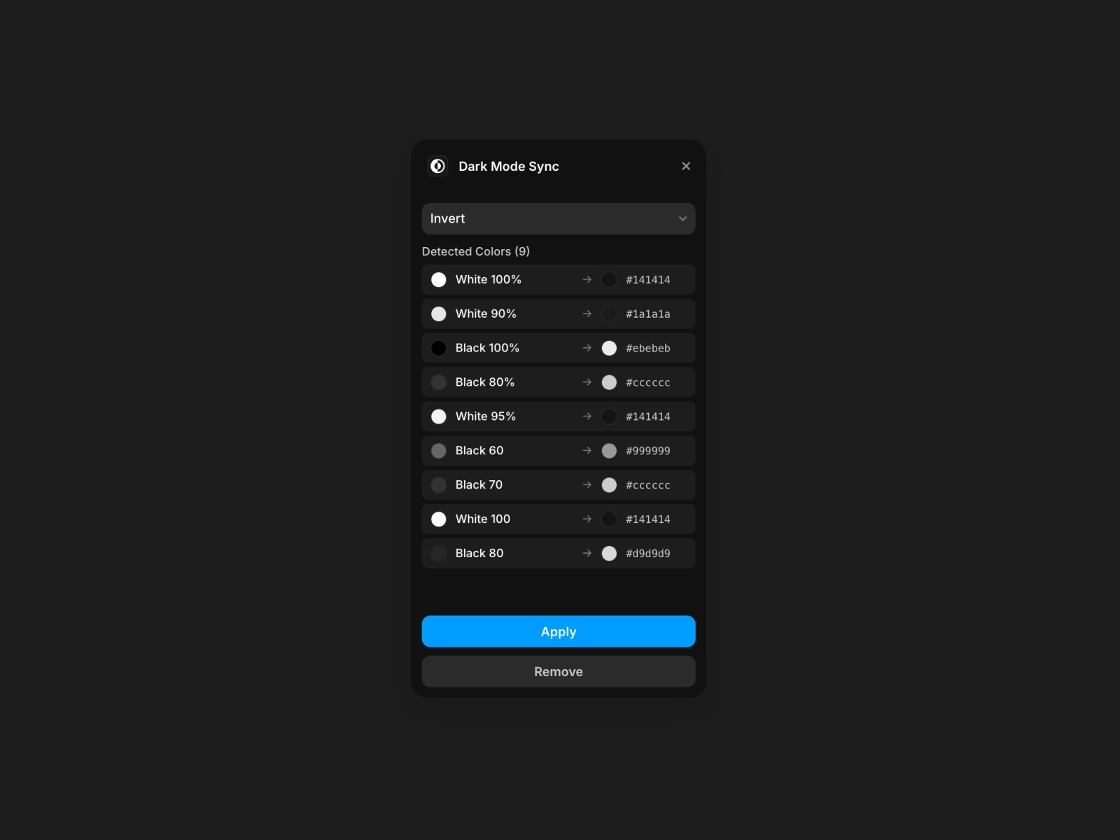 Screenshot 2 for Dark Mode Sync, a Framer Marketplace plugin by Javlonbek.