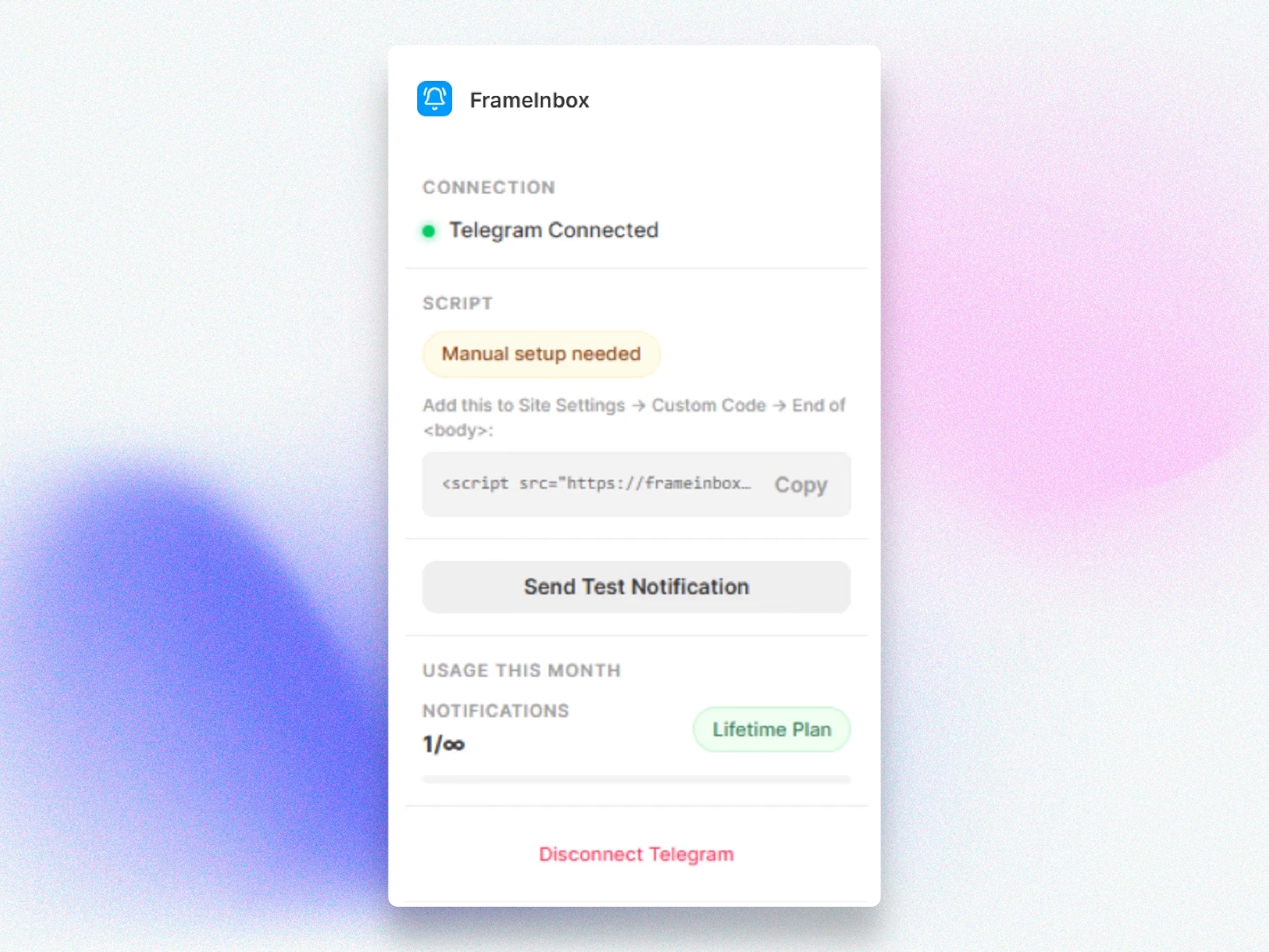 Screenshot 1 for FrameInbox, a Framer Marketplace plugin by Soubhagya Sahu.