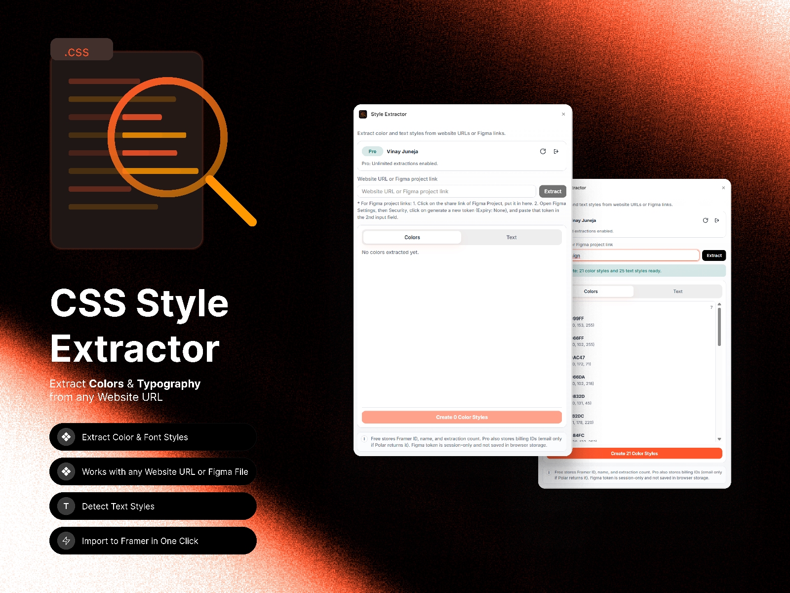 Thumbnail 1 for Style Extractor, a Framer Marketplace template by Vinay Juneja.