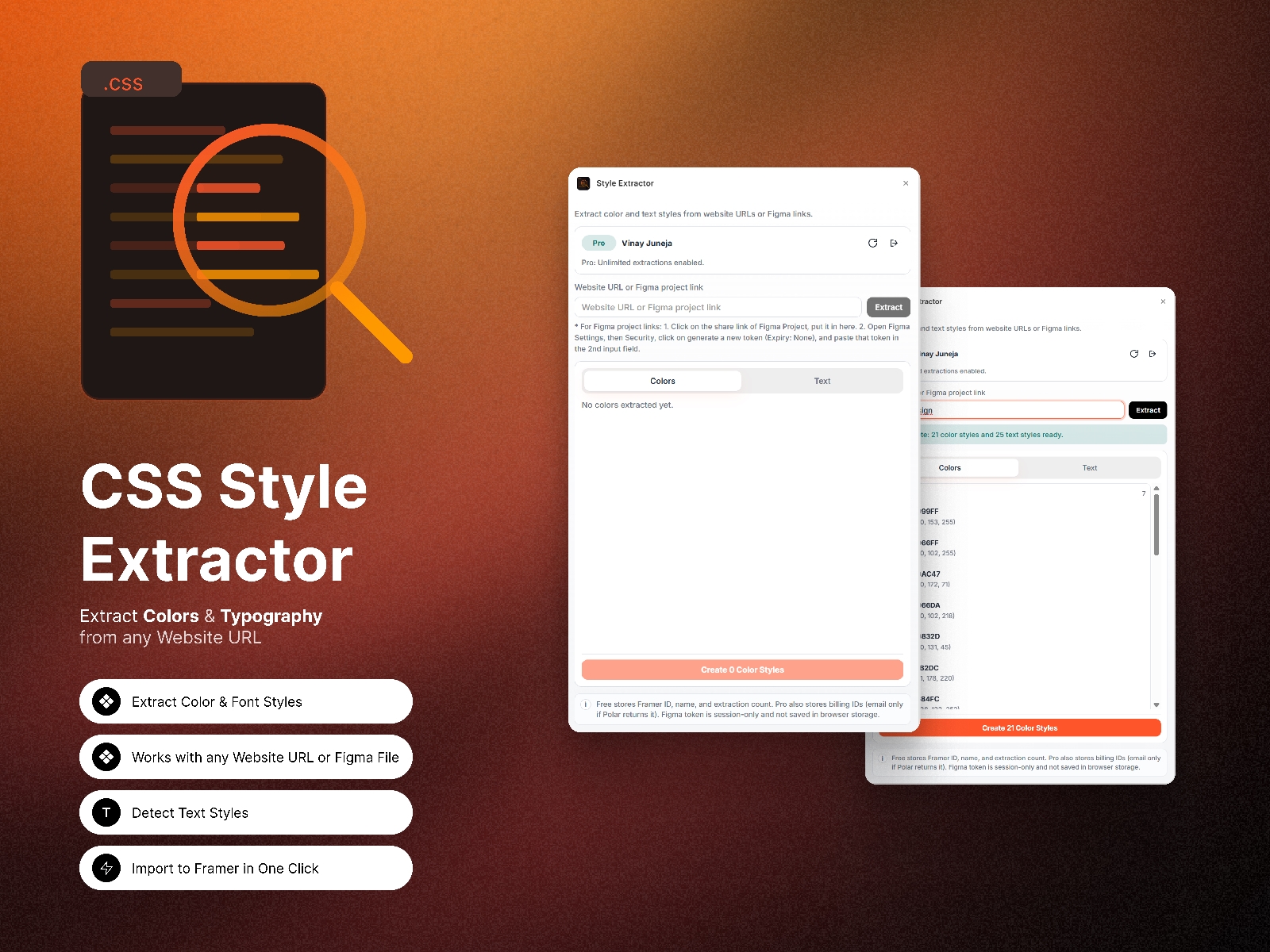 Thumbnail 1 for Style Extractor, a Framer Marketplace template by Vinay Juneja.